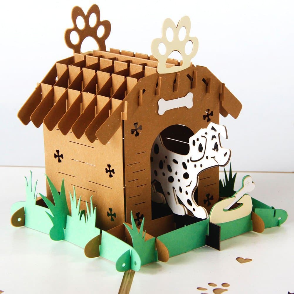 3D Pop Up Handmade Cards Creative Greeting Cards Papercraft ( 3D Paper Cutting with Cute Lovely Doggie Greeting Card ) by With Love
