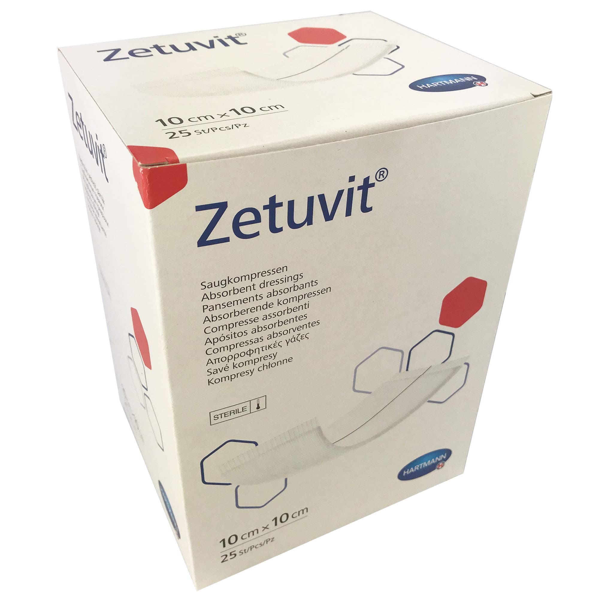 Hartmann Zetuvit Sterile Absorbent Dressing Pads, 10cm x 10cm, Pack of 25