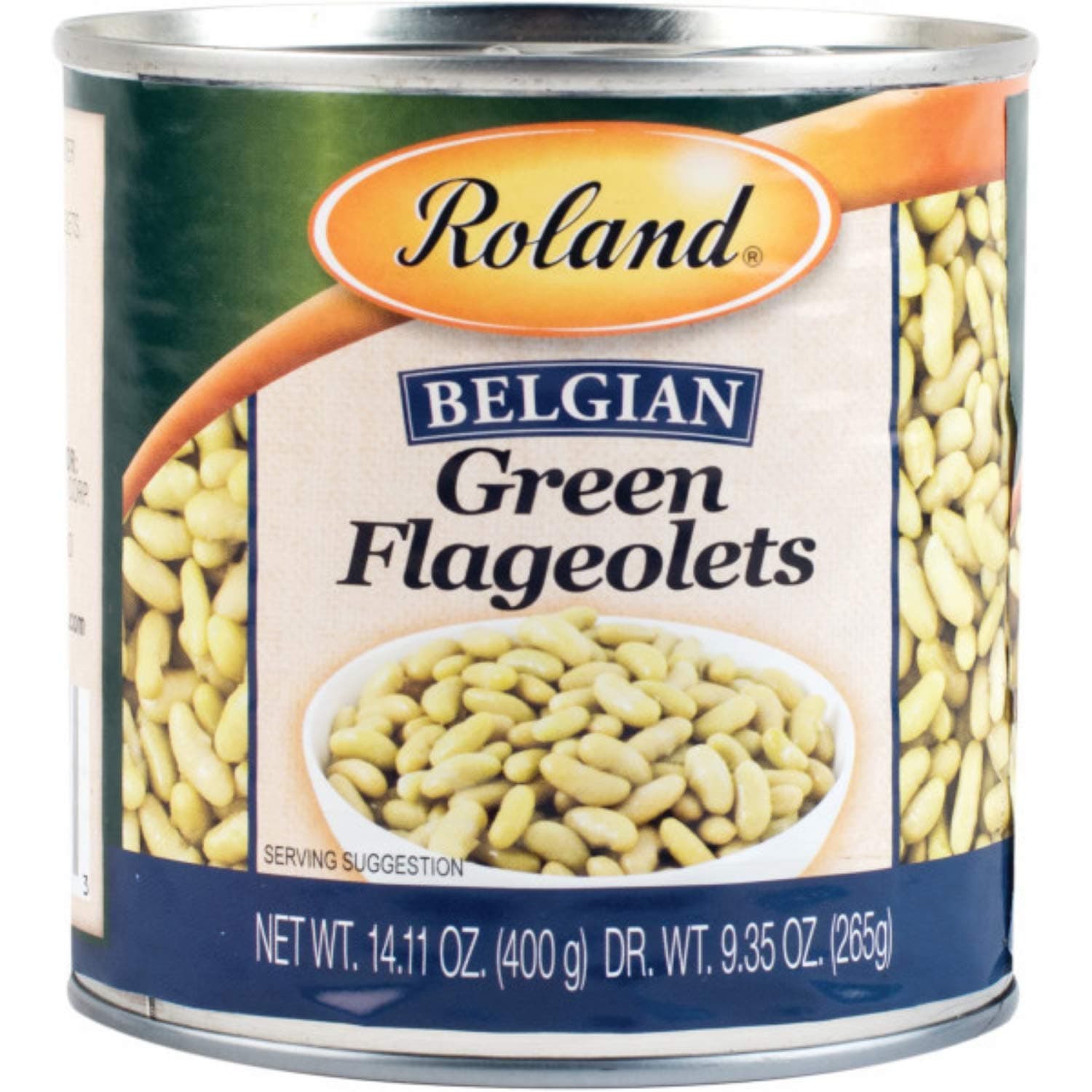 Roland Foods Belgian Green Flageolets, 14.11 Ounce Can, Pack of 24