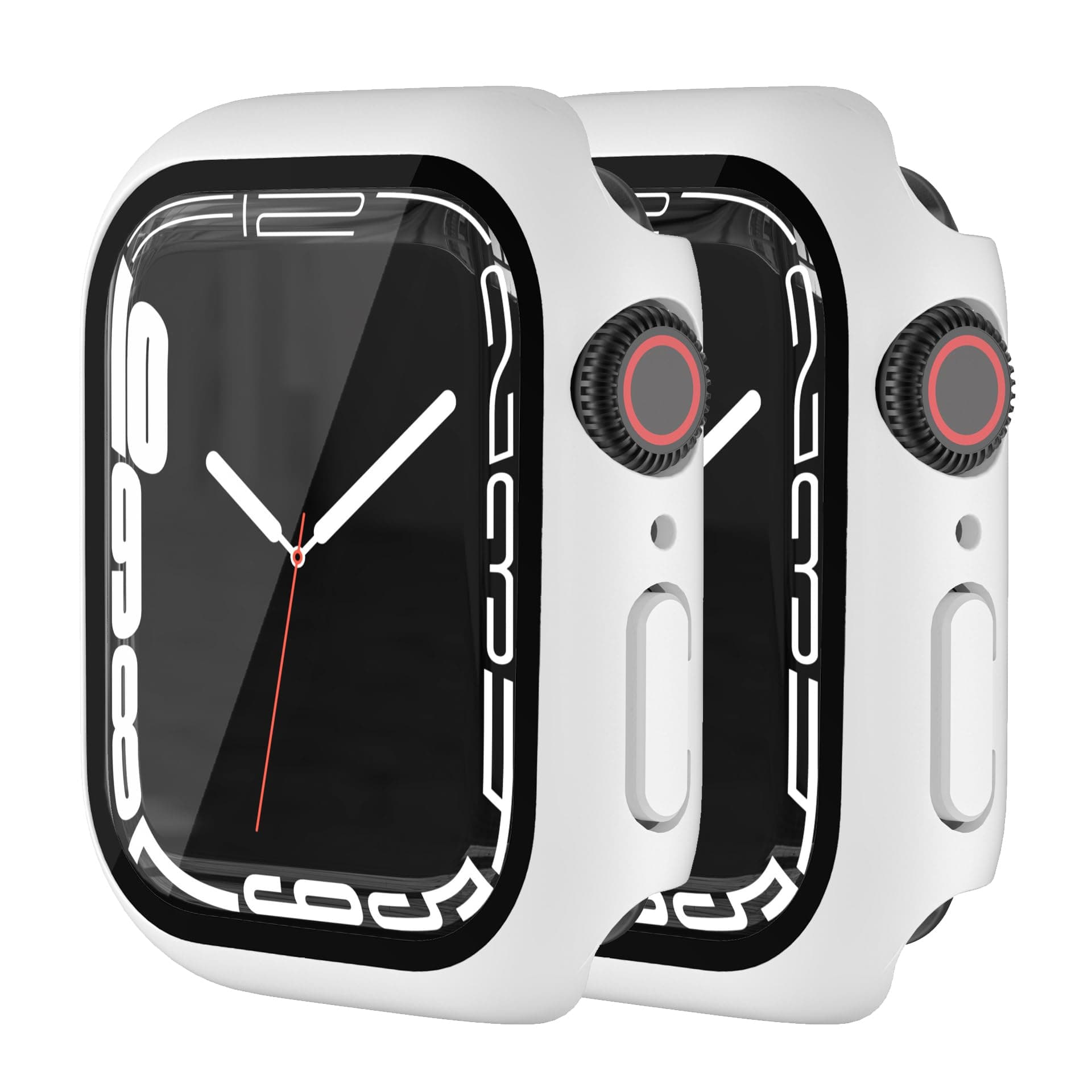 HANKN2 Pack Case 44mm for Apple Watch Series 6 5 4 SE Tempered Glass Screen Protector 44mm Case, Matte Full Coverage Hard PC Ultra-Thin Shockproof Iwatch Cover Bumper (44mm, White+White)