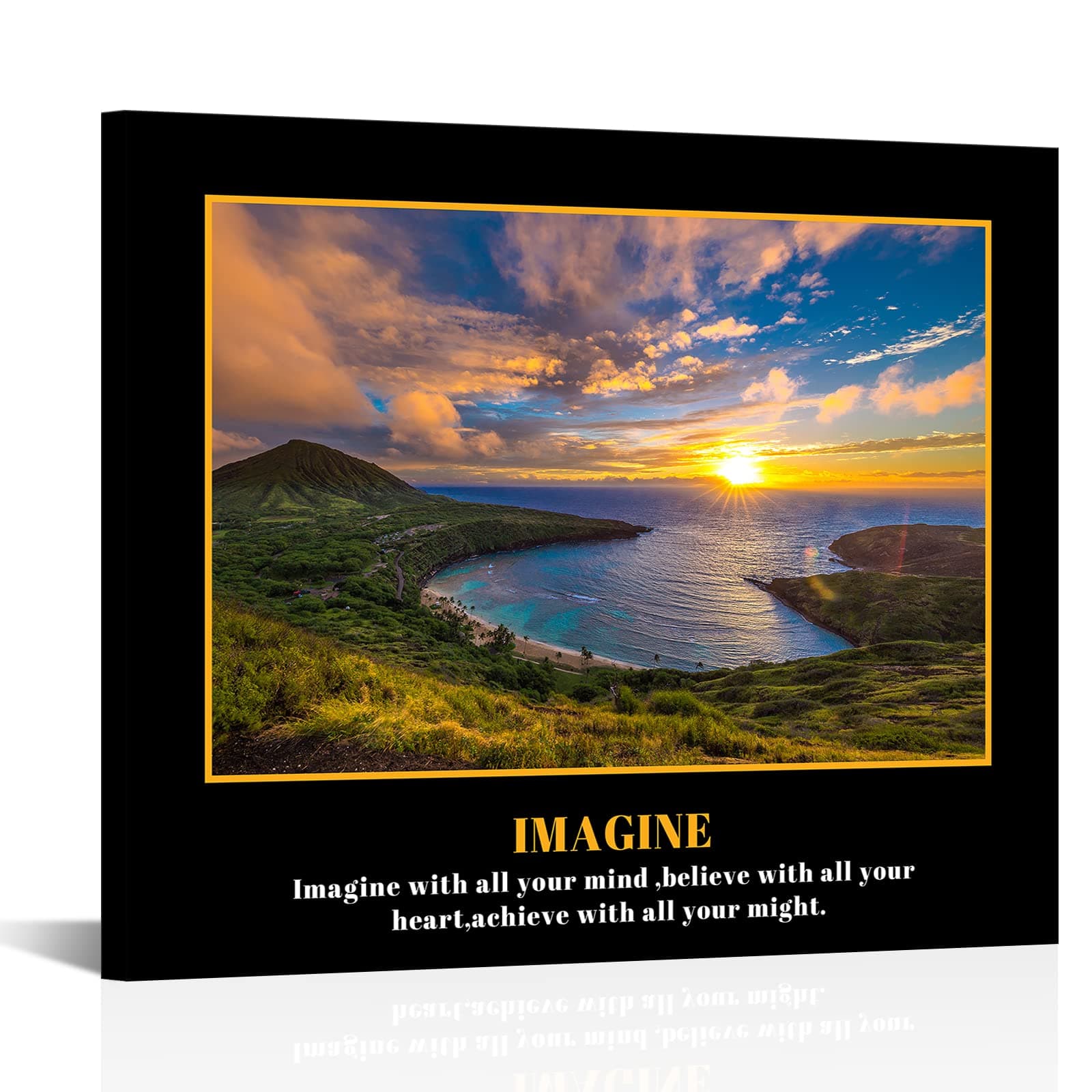 KREATIVE ARTS Imagine with All Your Mind Canvas Quotes Wall Art Prints - Creative & Inspiring Decor for Home & Office Ideal Gift for Dreamers & Innovators 20x24inch