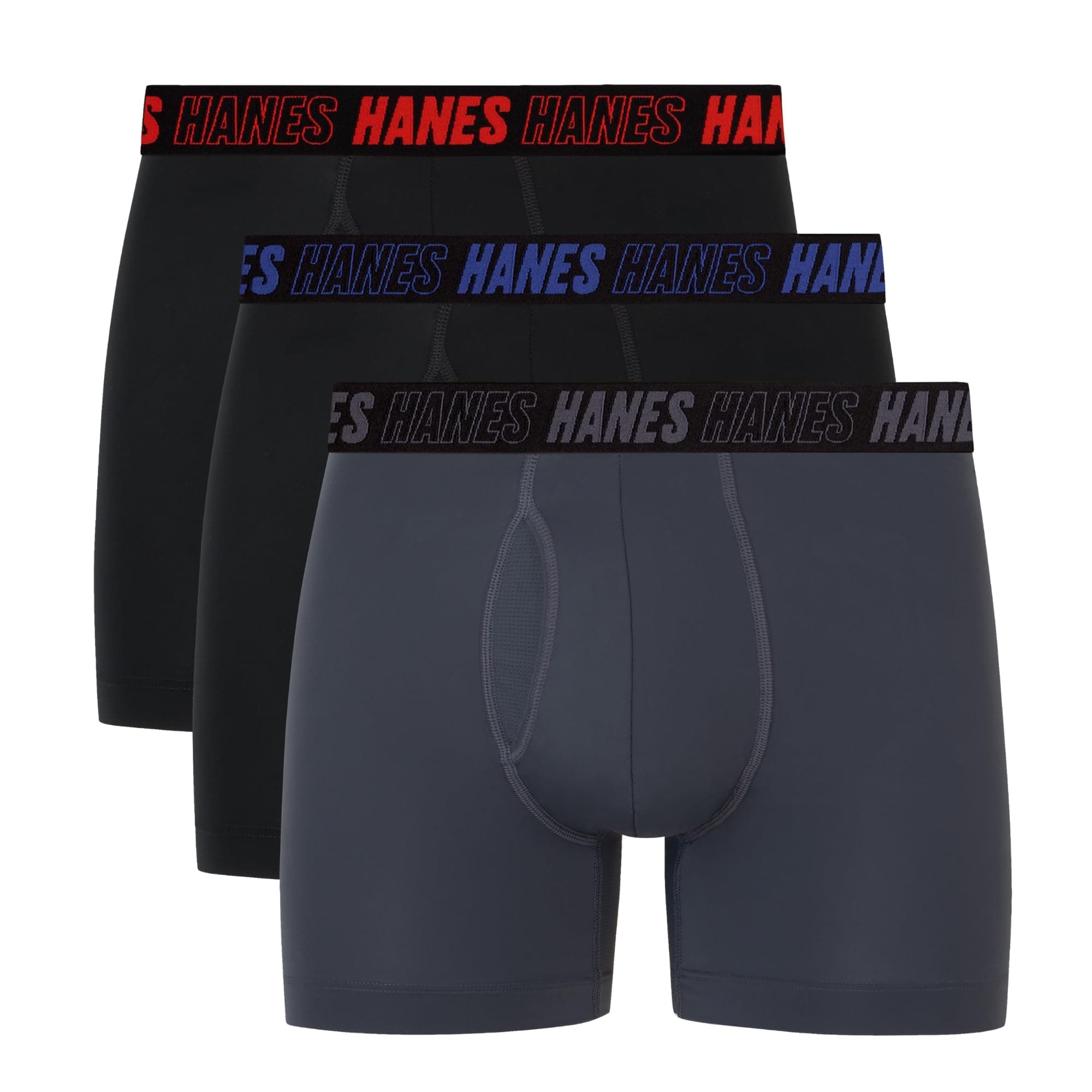 Hanes mens Moves Performance Boxer Brief, Total Support Pouch, Regular, Trunk, and Long Leg, 3-pack Boxer Briefs (pack of 3)