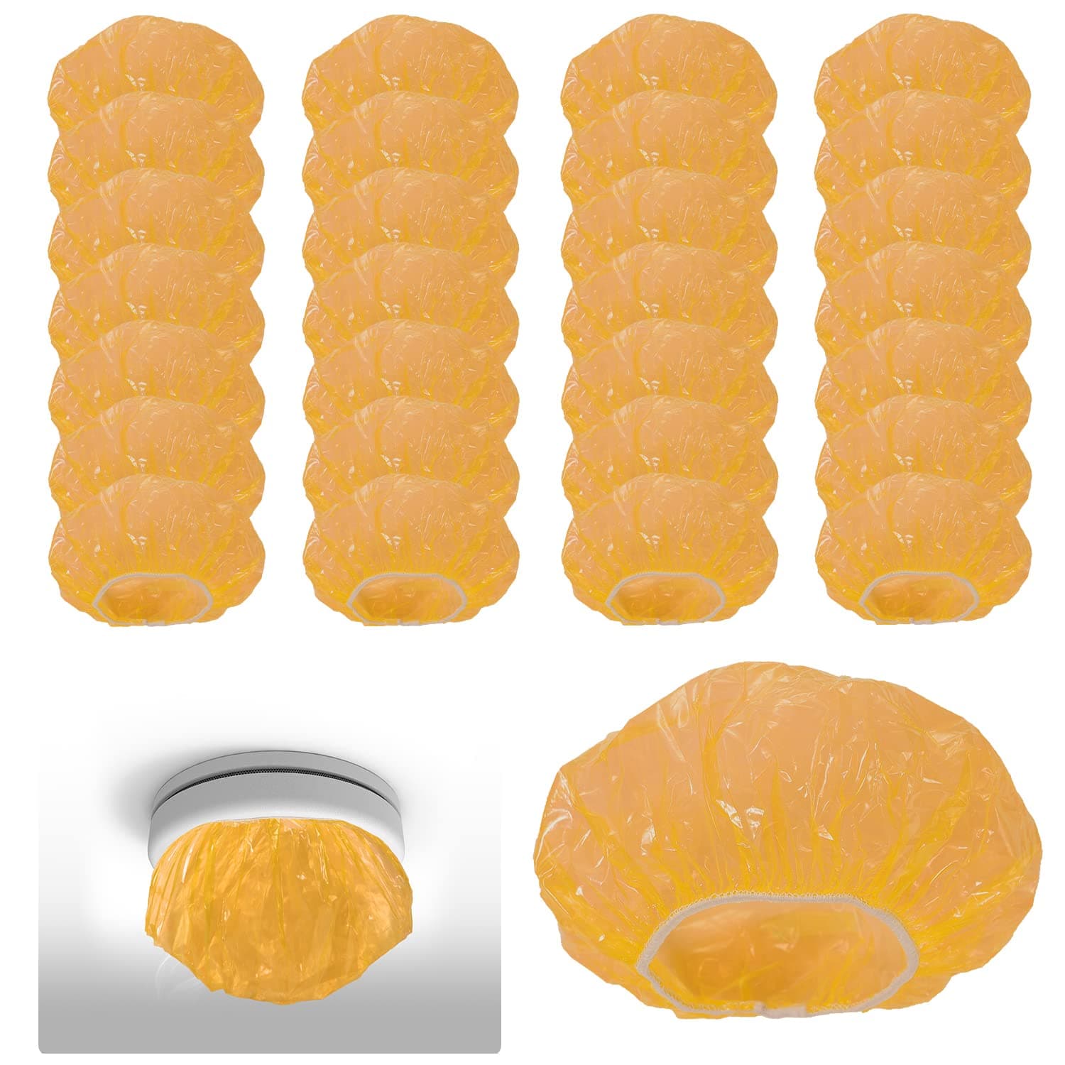 30pcs Smoke Detector Cover, Fire Alarm Dust Covers Reusable Fire Alarm Cap Cover Plastic Smoke Detector Cover Stretch for Inside Home Kitchen (Yellow)