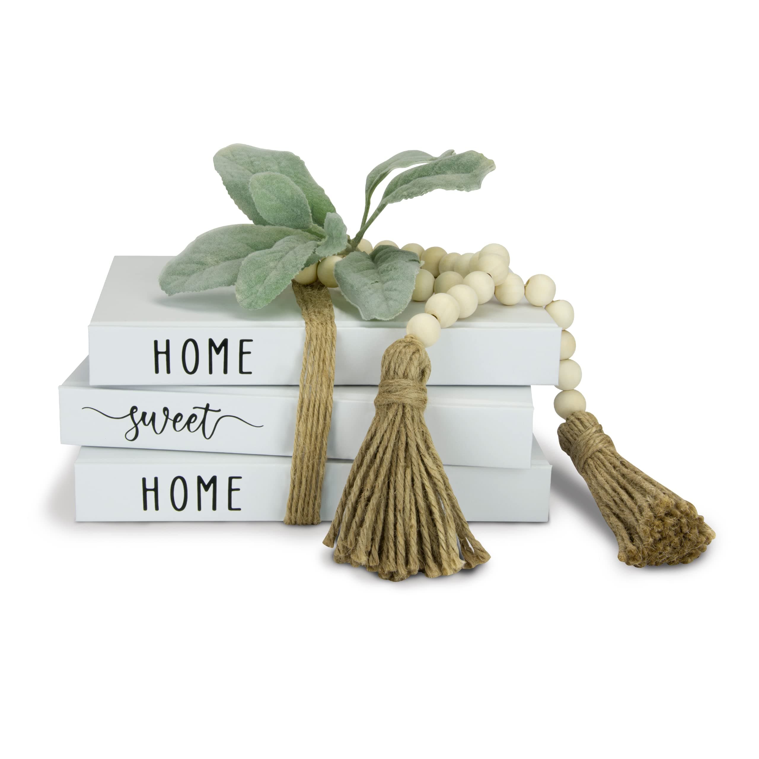 White Decorative Faux Books for Farmhouse & Living Room Decor - Coffee Table & Shelf Accent, Home Sweet Home