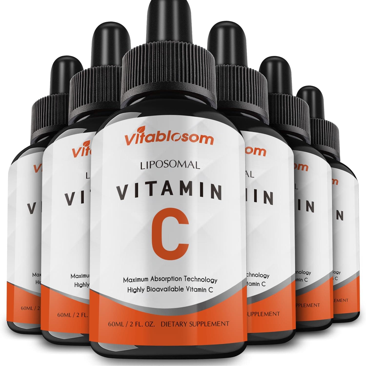 Liposomal Vitamin C 2000mg Liquid for Adults, High Absorption VIT C, Maximize Vitamin C, Good for Immune System & Antioxidant, 60ML (6 Bottles)