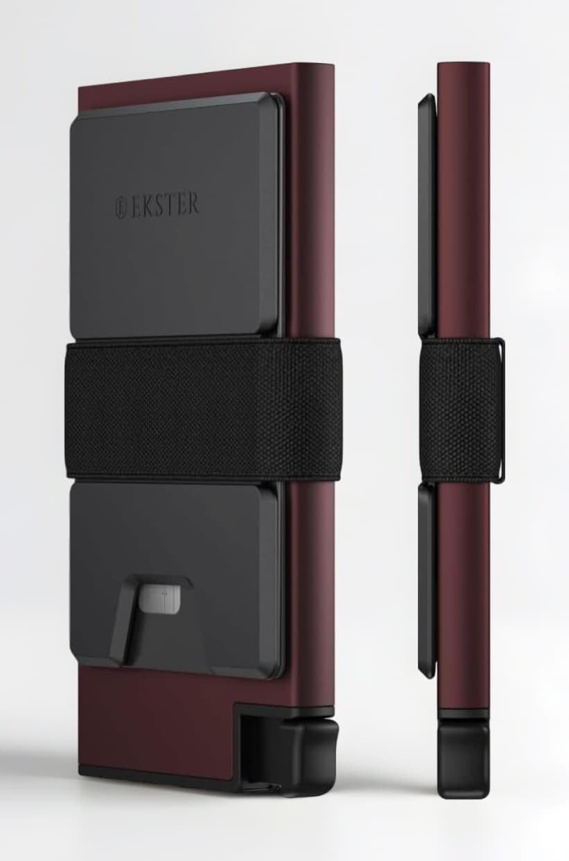 Aluminum Cardholder Wallet for Men | Metal Wallets with RFID Blocking Layer | Slim & Minimalist Aluminum Wallet with Push Button for Quick Card Access, Redwood, One Size, Minimalist