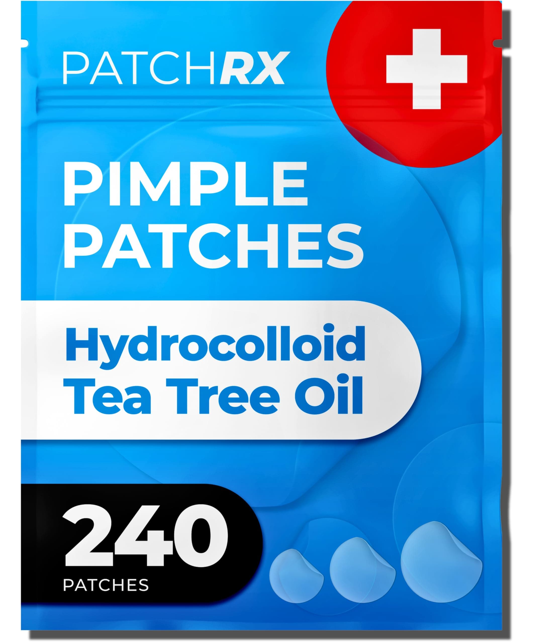 PatchRx Pimple Patches for Face (240 Patches), Hydrocolloid Acne Patches with Tea Tree Oil, Pimple Stickers - Acne Pimple Patches For Face - Zit Patches