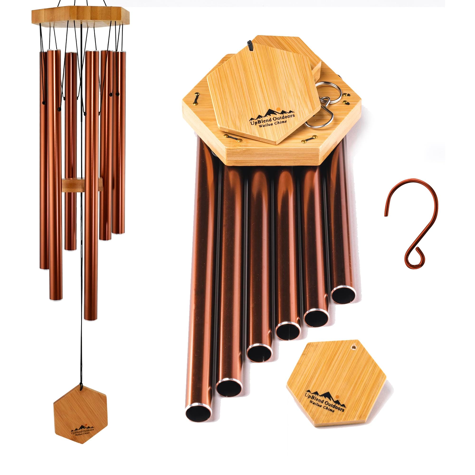 UpBlend Outdoors Wailua 29" Copper-Red Wind Chimes for Outside - Decorations for Home Zen, Patio, Yard, and Garden Decor, Decor Windchimes for Mom, Grandma, for Her