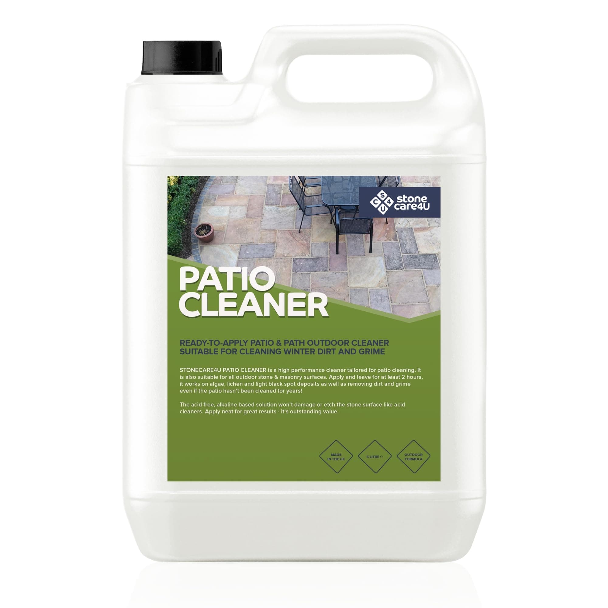– StoneCare4U Patio Cleaner - 5L - Stone Cleaner, Algae Remover & Green Growth Killer- Easy Spray and Leave Application - Mould Remover for Paths and Drive - Removes Black Spot, Lichen & Dirt
