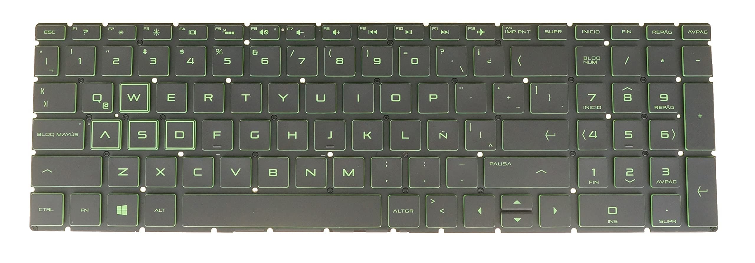 Latin Spanish Keyboard for HP 15-ec0061la 15-ec0063la 15-ec1000 15-ec1021la 15-ec1022la 15-ec1024la 15-ec1025la 15-ec1026la Green Backlight