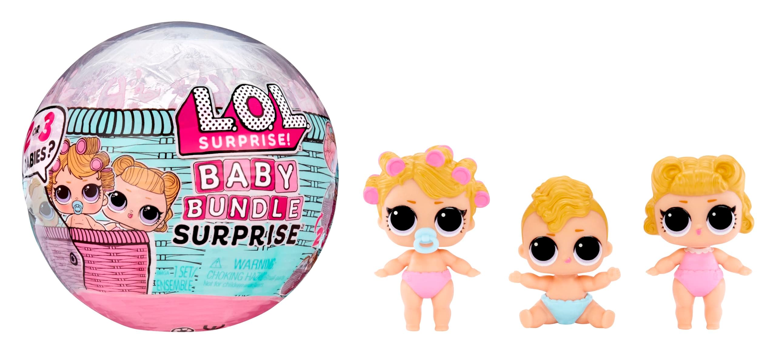 L.O.L. Surprise! Baby Bundle Surprise - Collectible Dolls with a Baby Theme - Twins, Triplets or Pets with a Water Reveal - 2 or 3 Dolls Included - Great for Girls Ages 3+, Pink