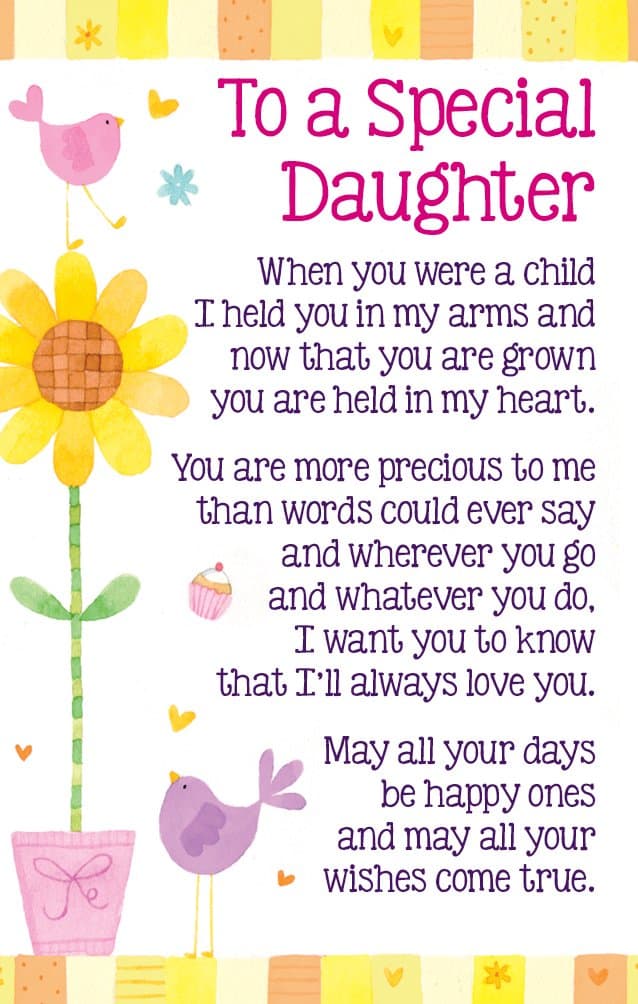 Heartwarmers To A Special Daughter Keepsake Card & Envelope 3.5" x 2" Code K111E