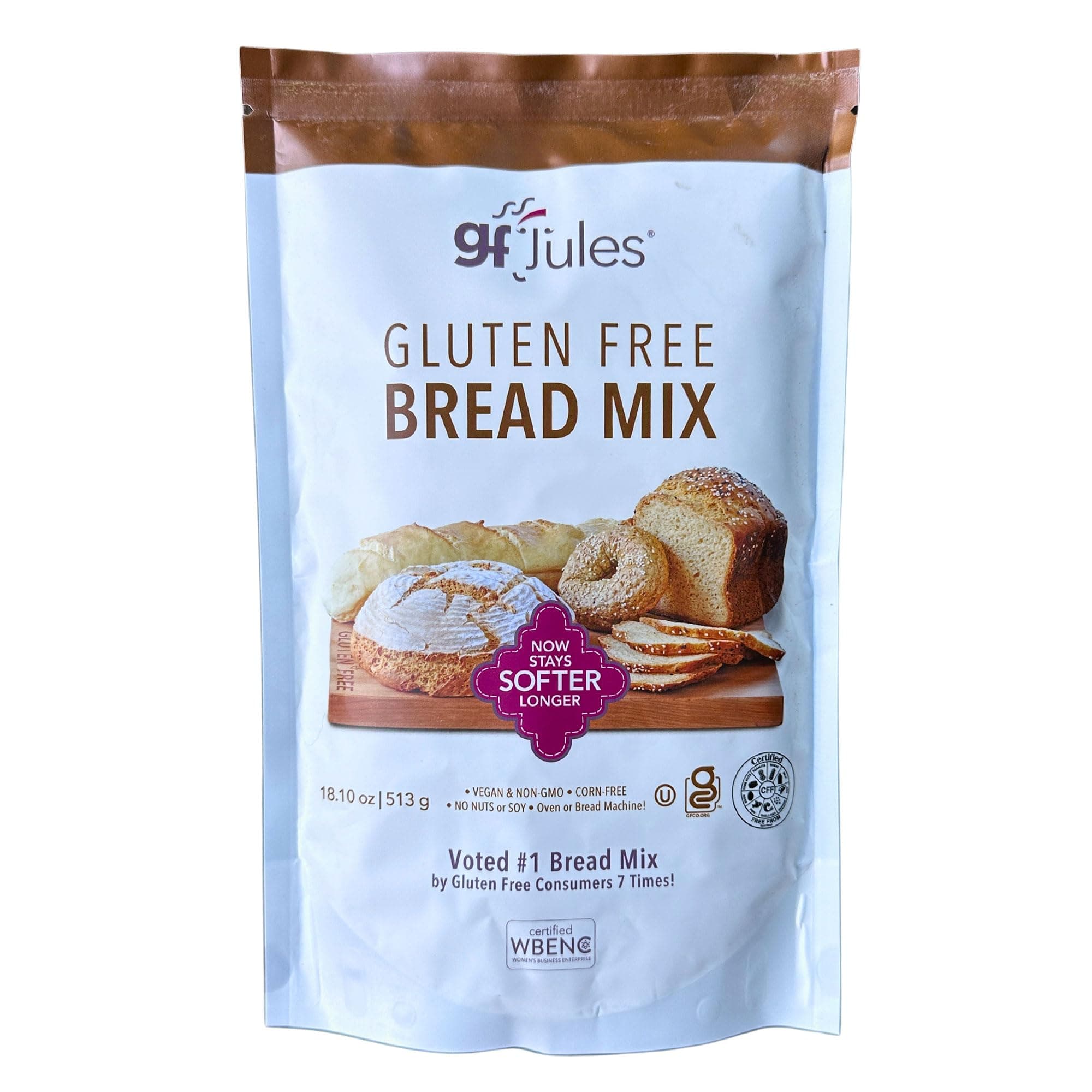 gfJules Certified Gluten Free Bread Baking Mix | Loaf, Baguettes, Bagels, Focaccia and more | No Grit, Non-GMO, Vegan | Certified Top 9 Allergen-Free & Kosher | 18 Ounces