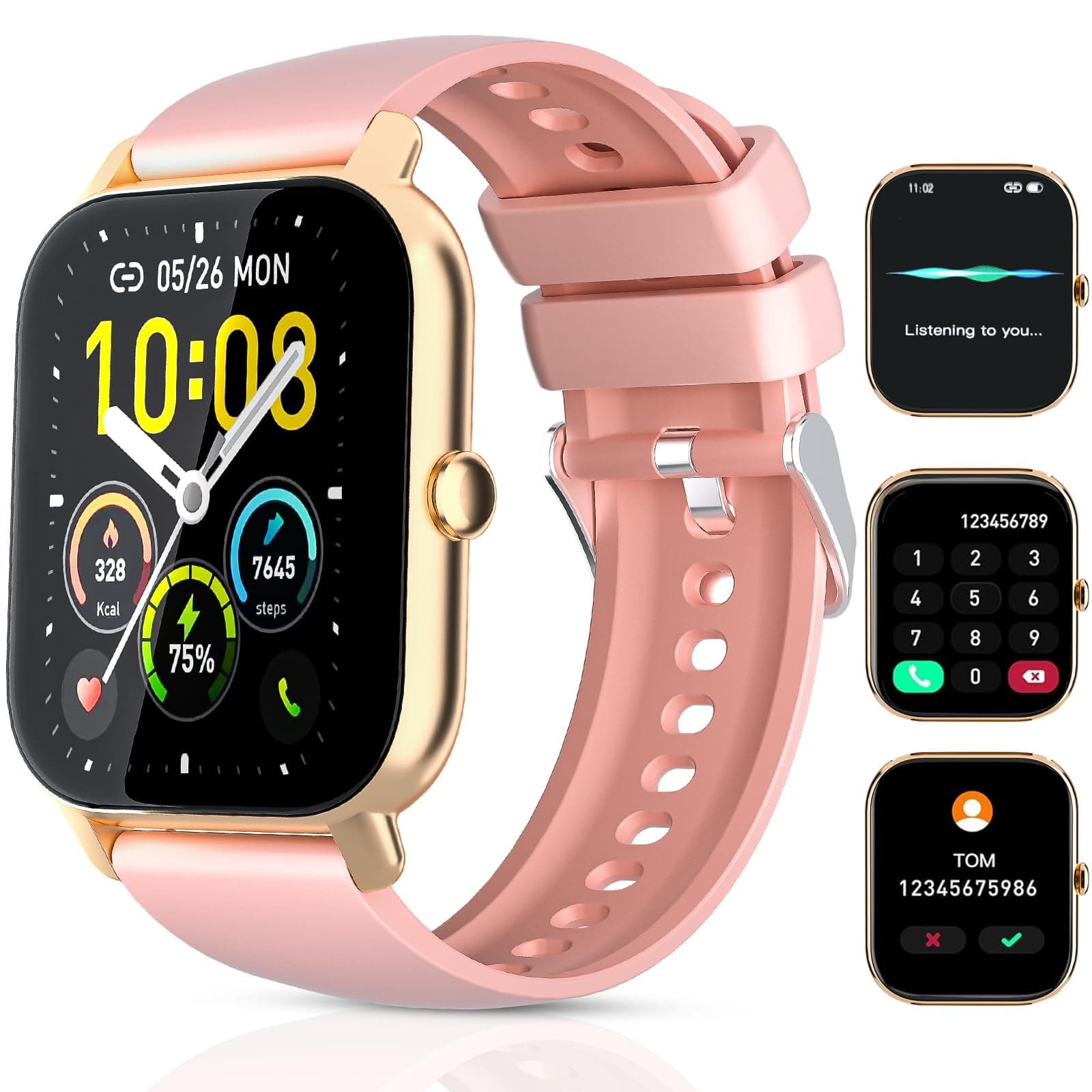 Garlo Smart Watch for Men Women, 1.85" Fitness Tracker, Heart Rate/Sleep Monitor/Pedometer, TFT HD Bluetooth, Multiple Sports Gym Modes, Waterproof Women Men Fitness Watch for Android iPhone (Pink)