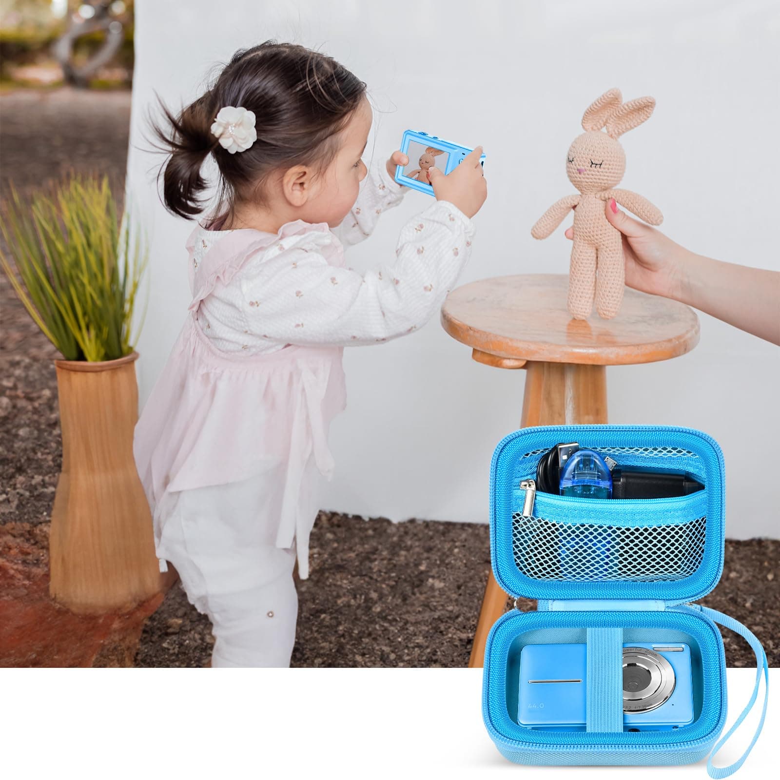 Digital Camera Case Compatible with VAHOIALD FHD 1080P/ for CAMKORY Digital Point and Shoot/for KODAK PIXPRO FZ45-BK 16MP Vlogging/for IWEUKJLO/for Nsoela, Holder for SD Card More- Blue (Box Only)