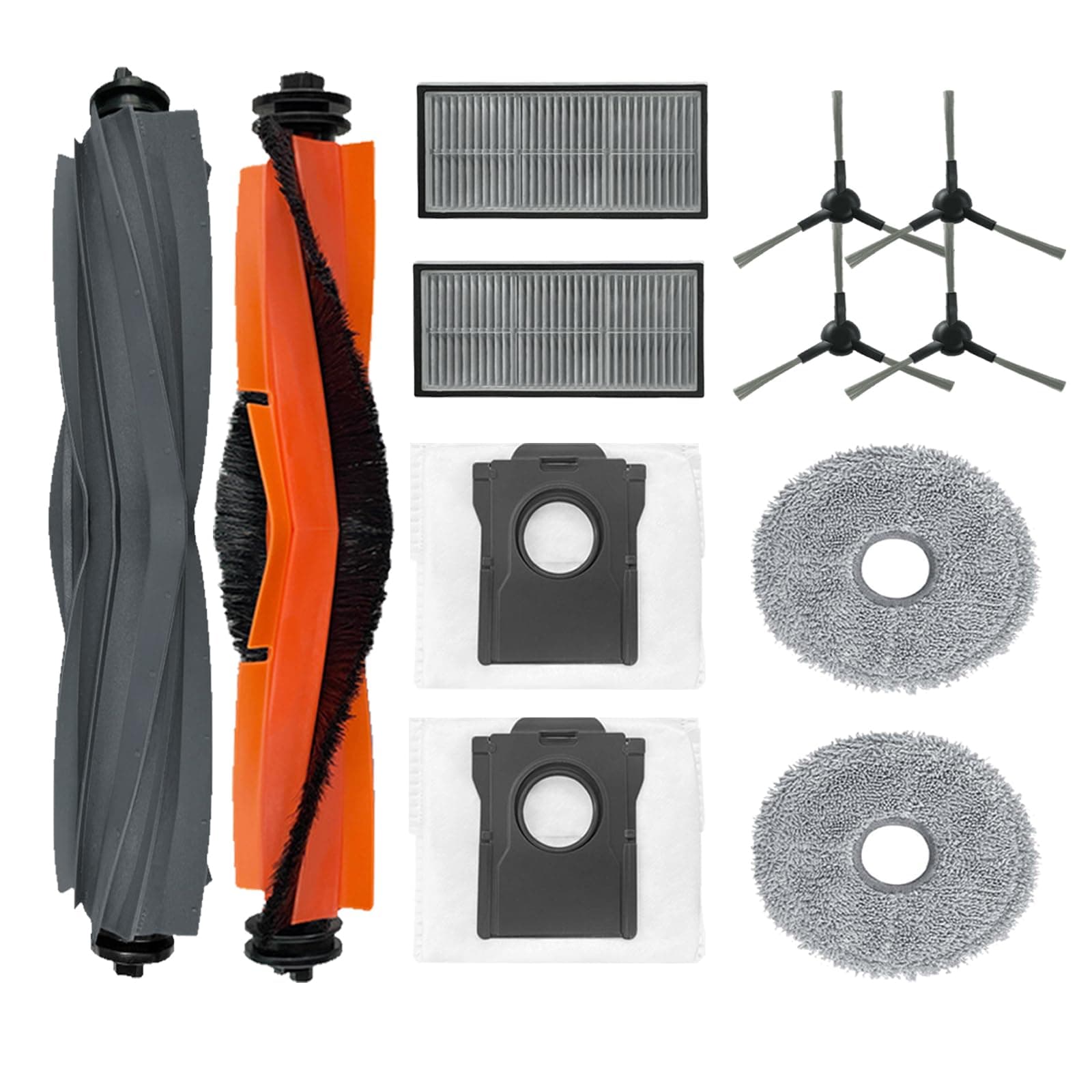 Replacement Parts for Dreame L10s Pro Ultra Heat Robot Vacuum 1 Strong Main Brush 1 Rubber Brush 4 Side Brush 2 Filter 2 Mop pad 2 Dust Bag Accessories