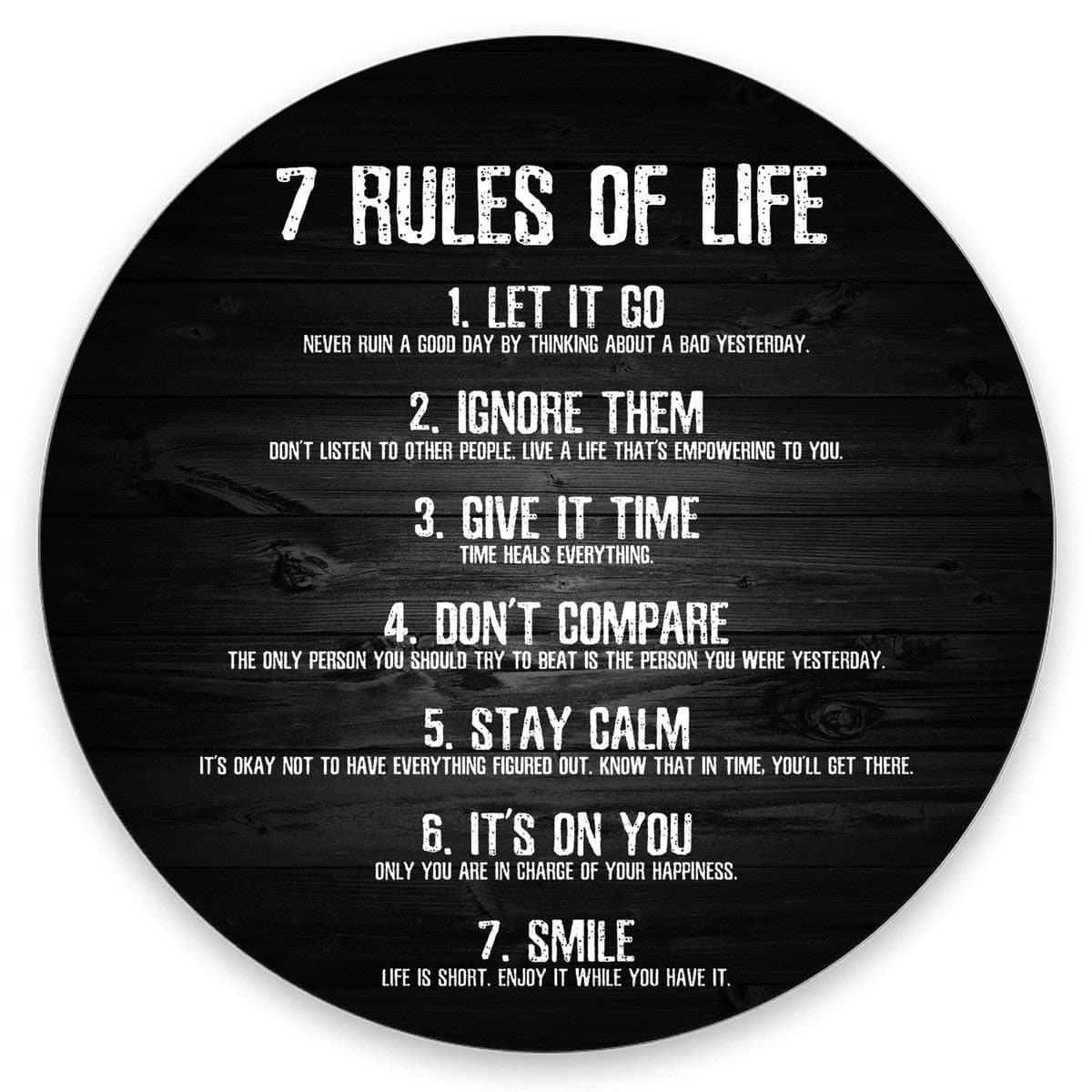 7 Rules of Life Motivational Quotes Round Mouse Pad Custom, Inspirational Quote About Life Mouse Pads for Computers 7.9 x 7.9 x 0.12 Inch