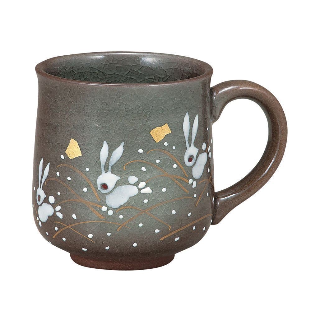 Hopping Rabbits Ceramic Mug Cup hand (Japan Import) K4-861
