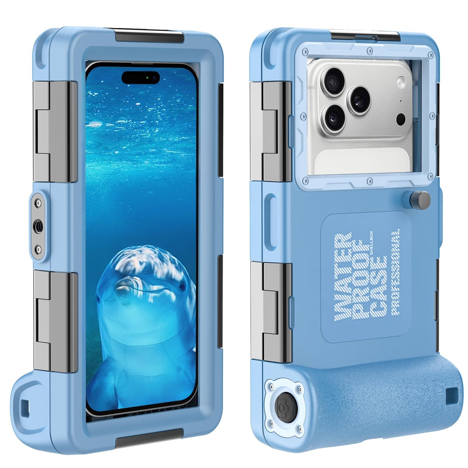Underwater Snorkeling Diving Phone Case, Universal Waterproof Phone Case for iPhone 17/16/15/14/13/12/11Pro Max/XR/XS/X for Samsung Galaxy S24/S23/S22/S21,Scuba Underwater Photo Video Housing(Blue)