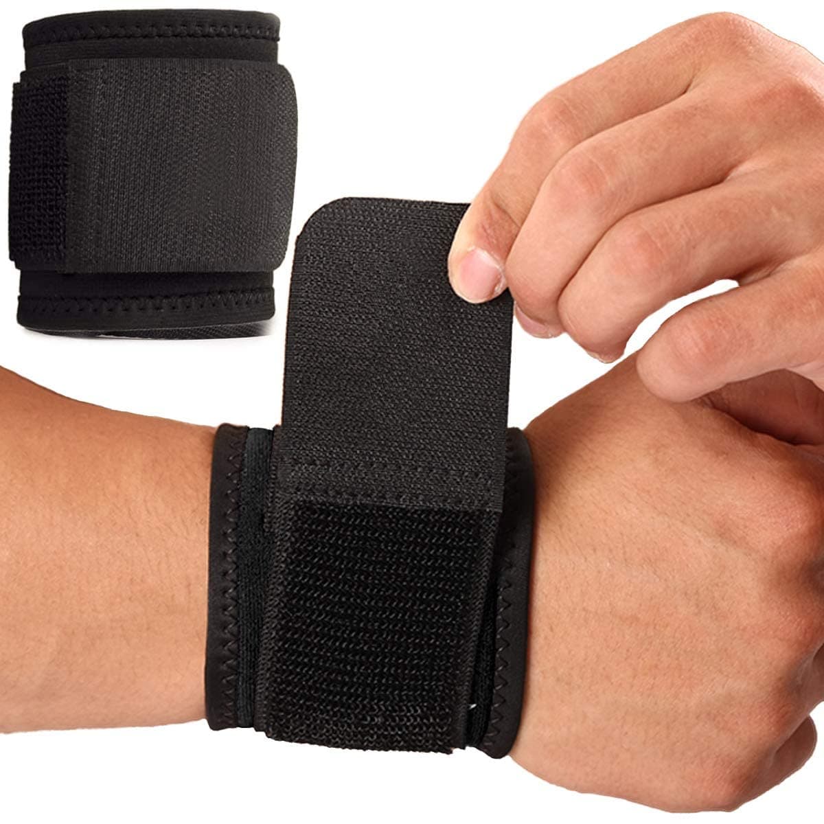 Arabest Wrist Brace, 2 Pack Adjustable Wrist Support, Ergonomic Wrist Compression Strap and Wrist Wrap, Wrist Straps for Fitness, Weightlifting, Tendonitis, Carpal Tunnel Arthritis, Wrist Pain Relief