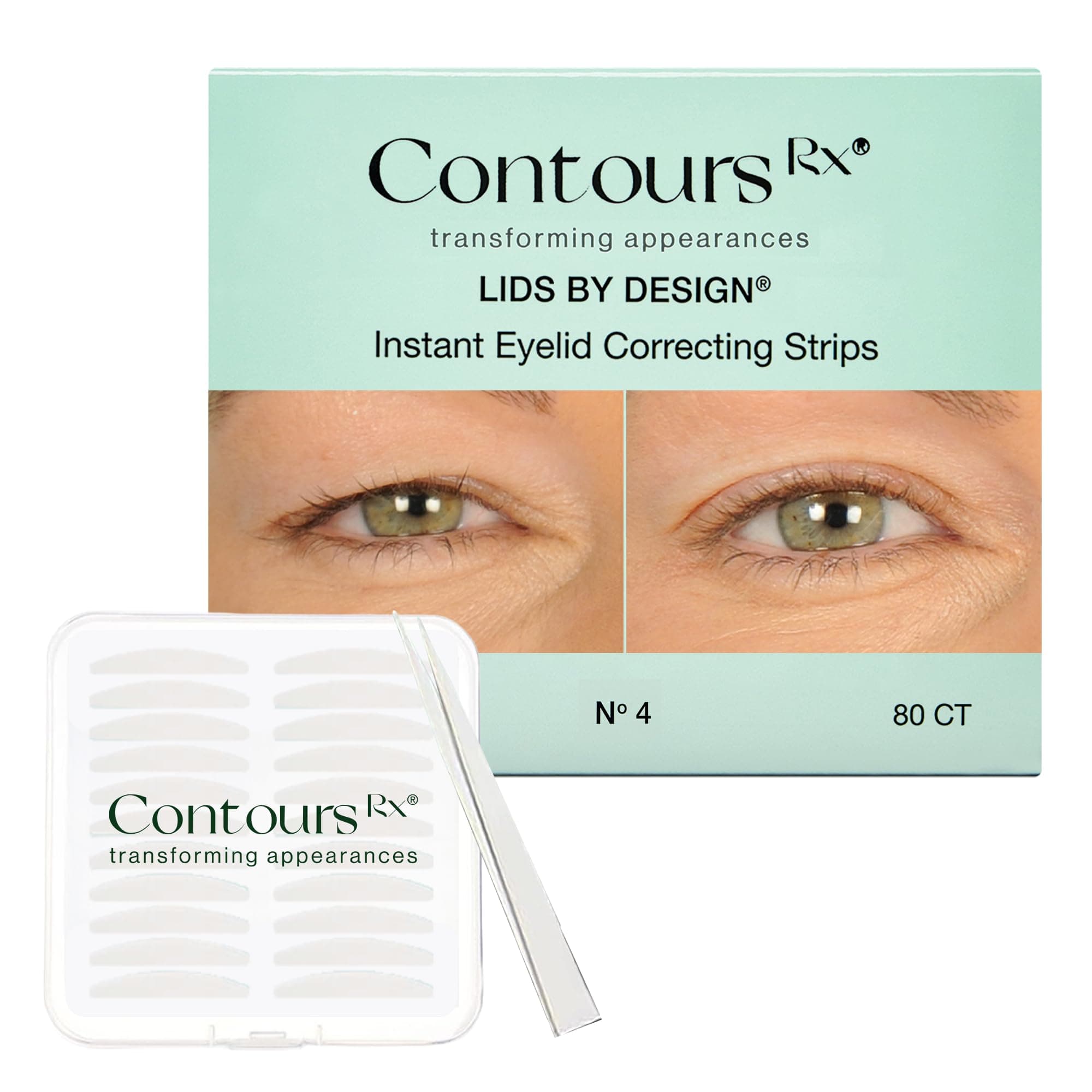 Contours Rx Lids by Design – N°4 Invisible Instant Eyelid Lift Strips for Slight Hooded, Droopy & Heavy Lids – Medical-Grade, Non-Surgical Eye Lift Tape – 80 Count