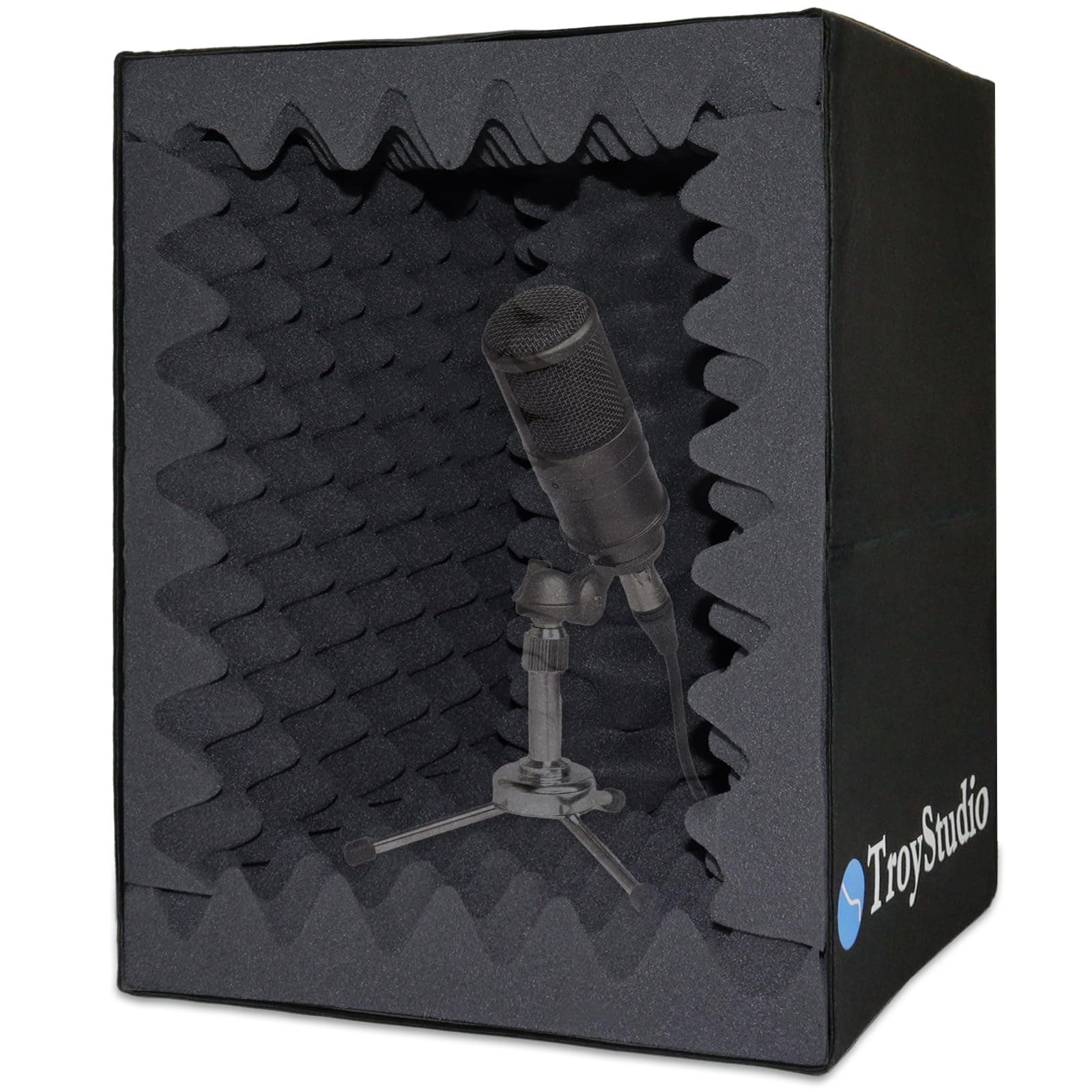 Portable Vocal Booth, Large Foldable Microphone Isolation Shield, Music Recording Studio Sound Echo Absorbing Box, Desk & Stand Use Reflection Filter with Thickened Dense Acoustic Foam