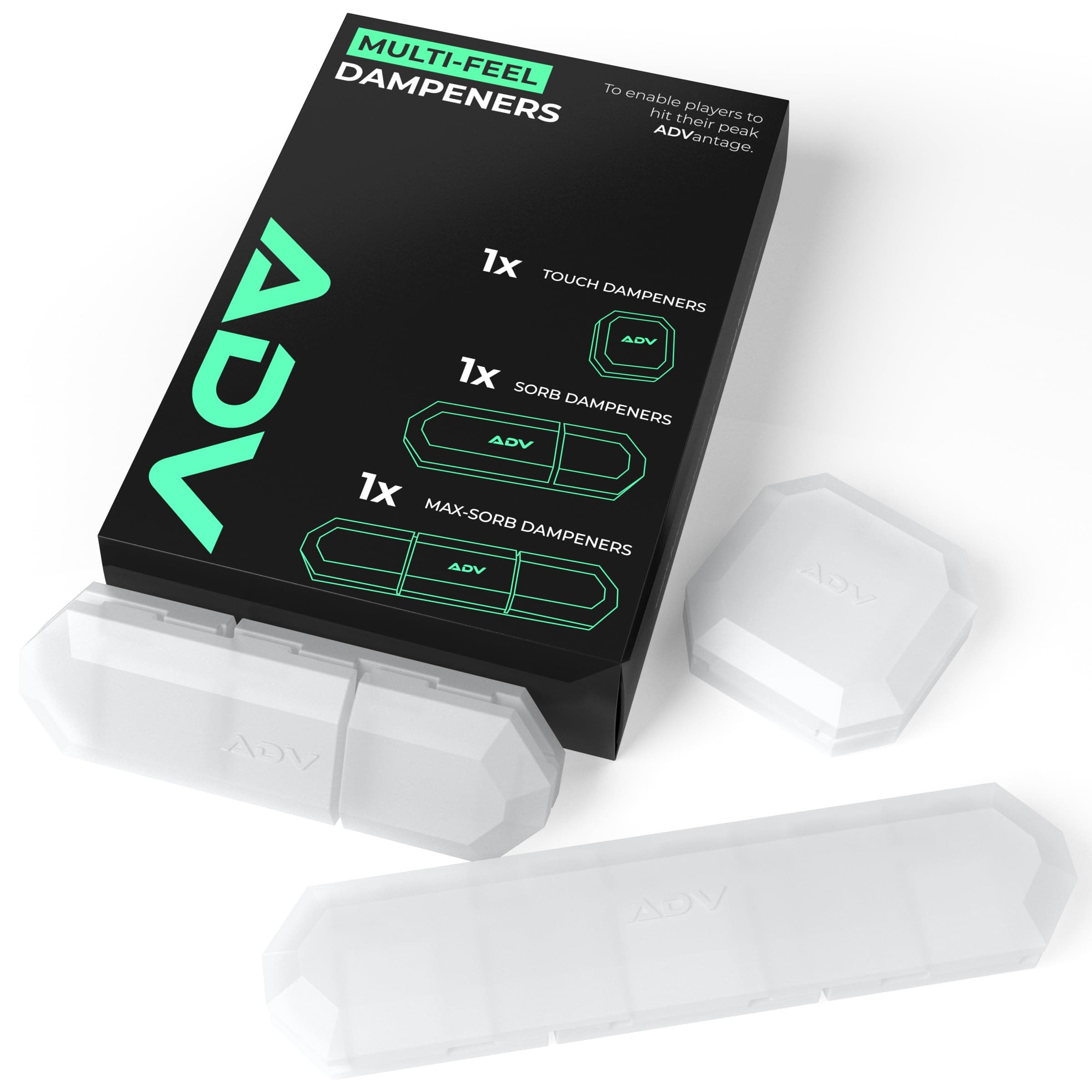 ADV Tennis Dampener with Custom Feel - 3 Pack - Racket Shock Absorber to Reduce Vibration, Relieve Symptoms of Injury and Stay on The Racket - Engineered Poly-Silicone Tennis Racket Dampener