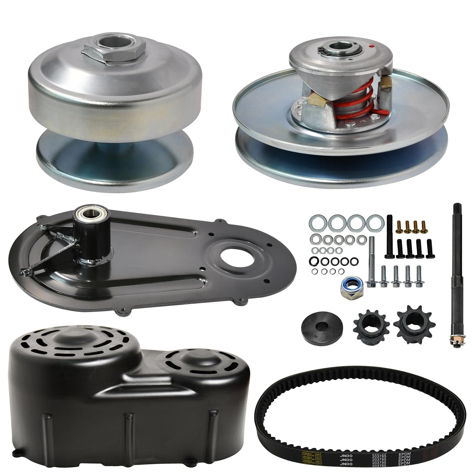 JNDO Go Kart 40 Series Torque Converter Kit with 1" Driver Pulley 3/4" Driven Pulley Fit for all 8hp-16hp engines with 1" straight crankshafts and 1/4" keyway for Comet 209133A Manco 2432