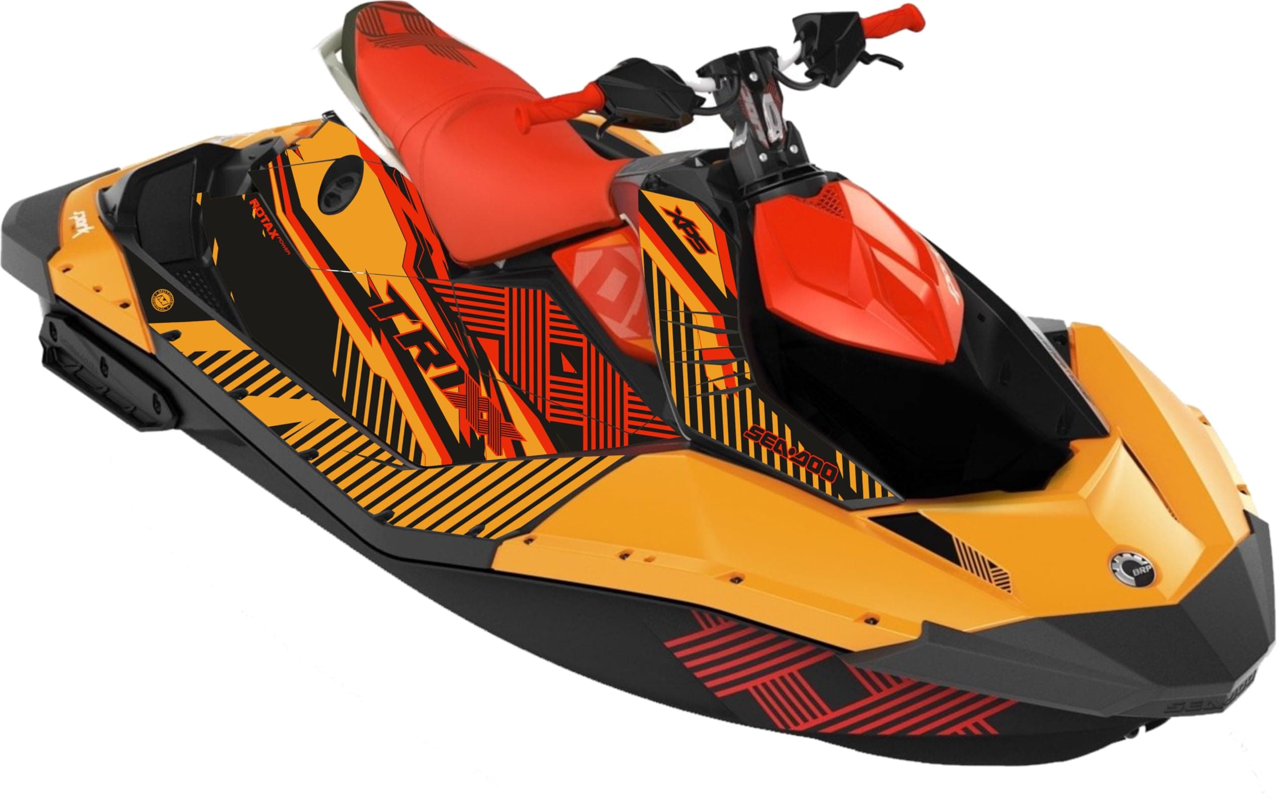 Fit for SeaDoo Spark TRIXX 2UP 3UP Vinyl Sticker Decal Graphics Set – Jetski (2016-2023), Bubble-Free Technology, Protective Laminate, UV Resistant Decals (Orange 2)