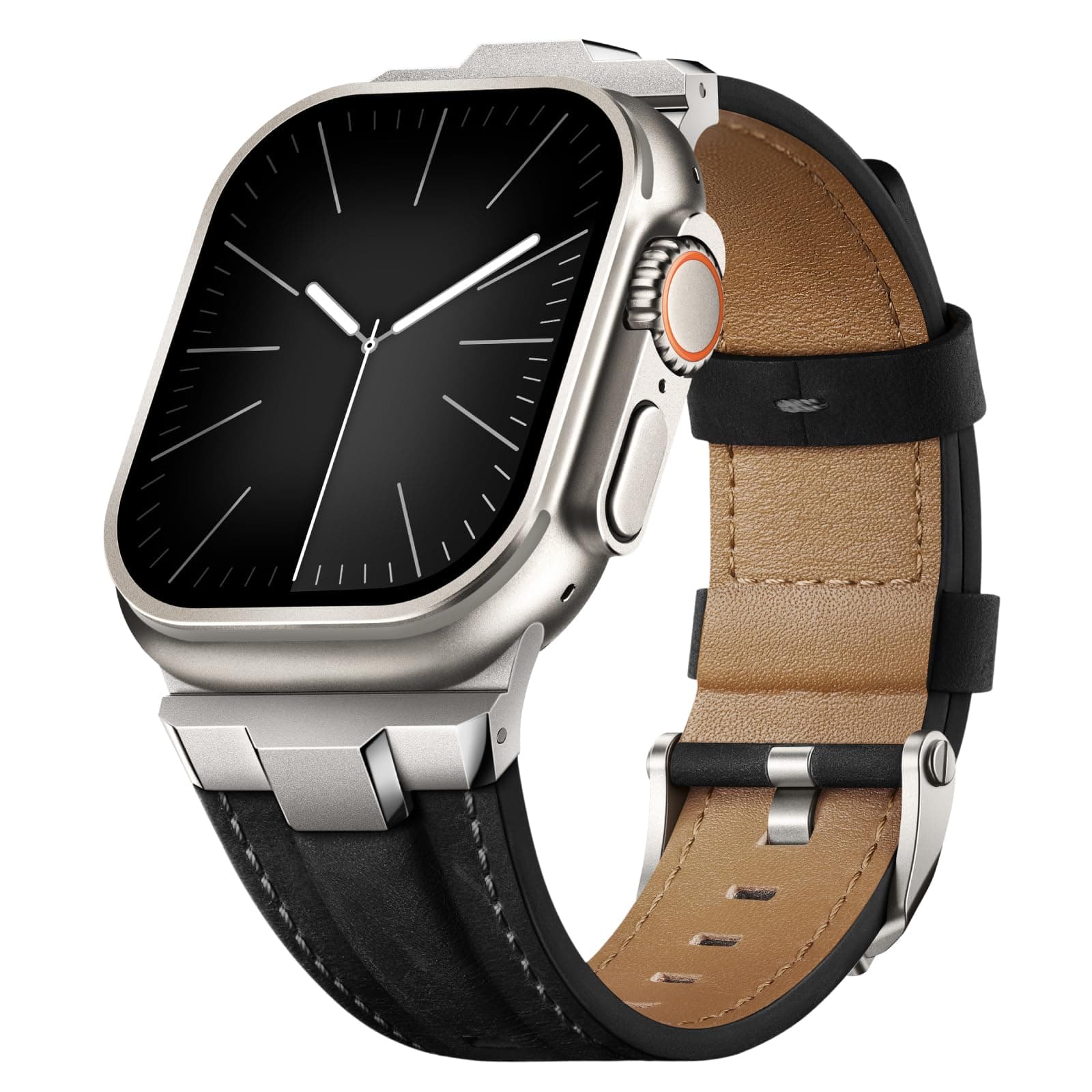 Suitisbest Leather Band Compatible for Apple Watch Ultra Band 49mm 46mm 45mm 44mm 42mm 41mm 40mm, Genuine Leather Replacement Strap for iWatch series 11 10 9 8 7 6 5 4 3 2 1, SE 3 2 1, Ultra 3 2 1