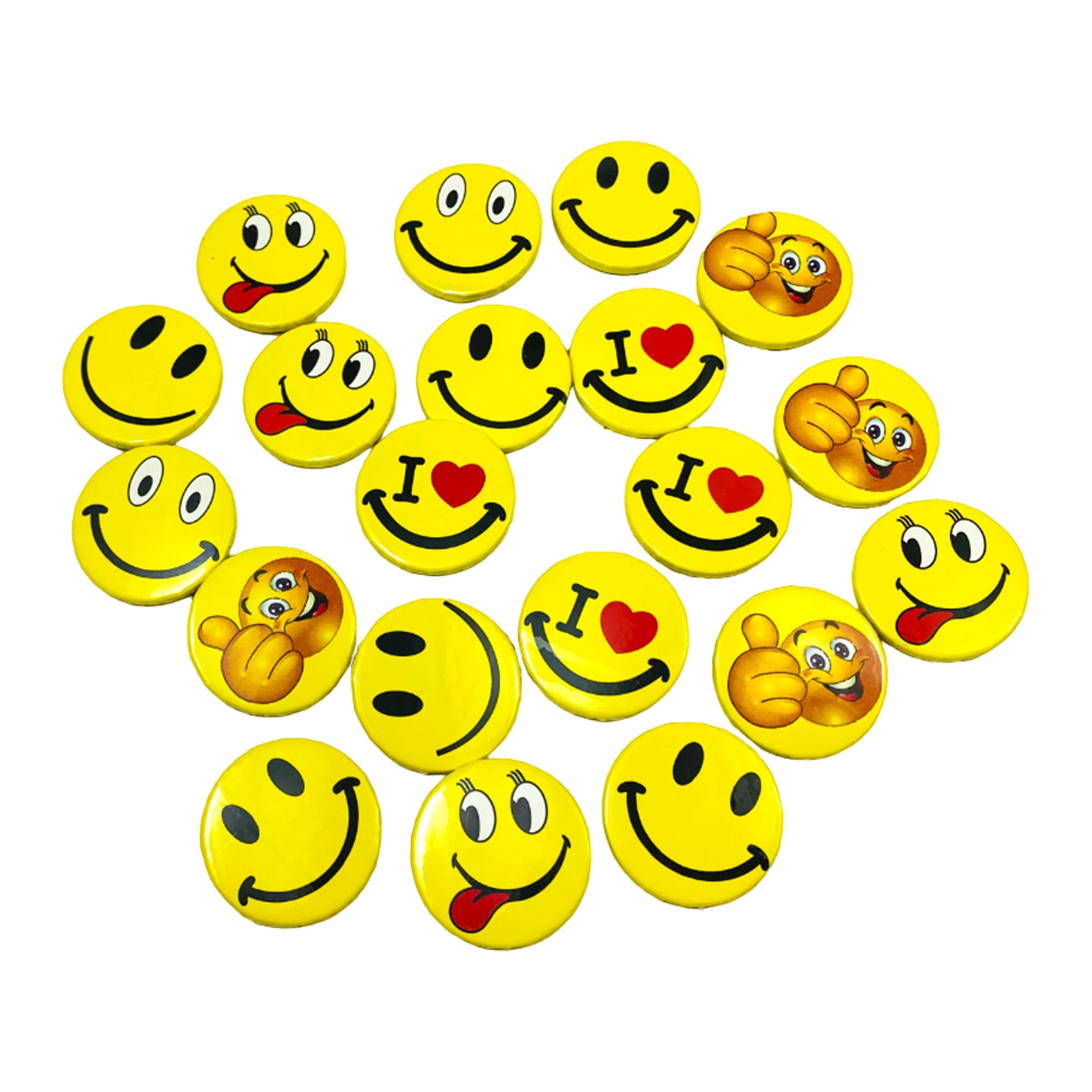 Evisha Smiley/Emoji Different Moods Mini Badges (Pack of 20) (Multi-Colour)