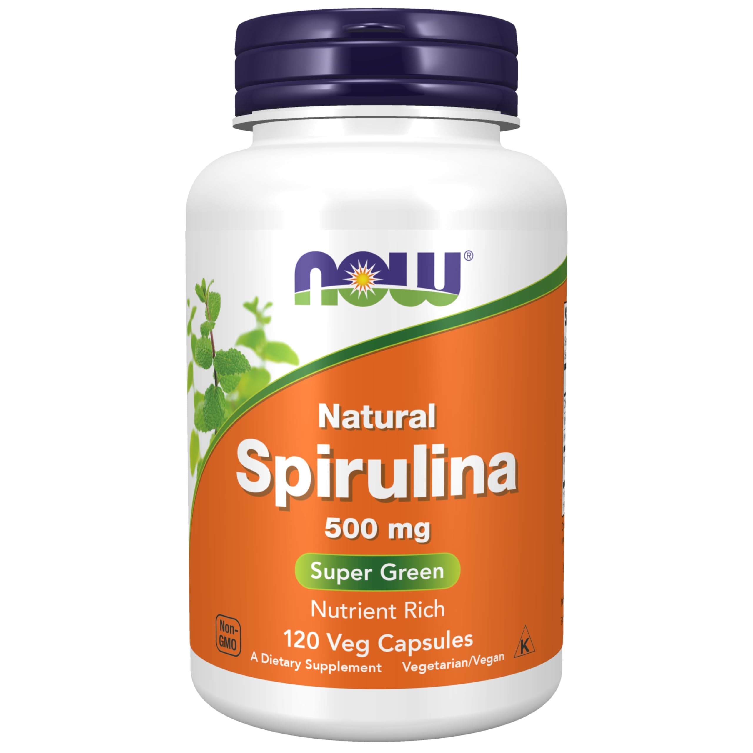 Supplements, Natural Spirulina 500 mg with Beta-Carotene (Vitamin A) and Vitamin B-12, and naturally occurring Protein and GLA (Gamma Linolenic Acid), 120 Veg Capsules