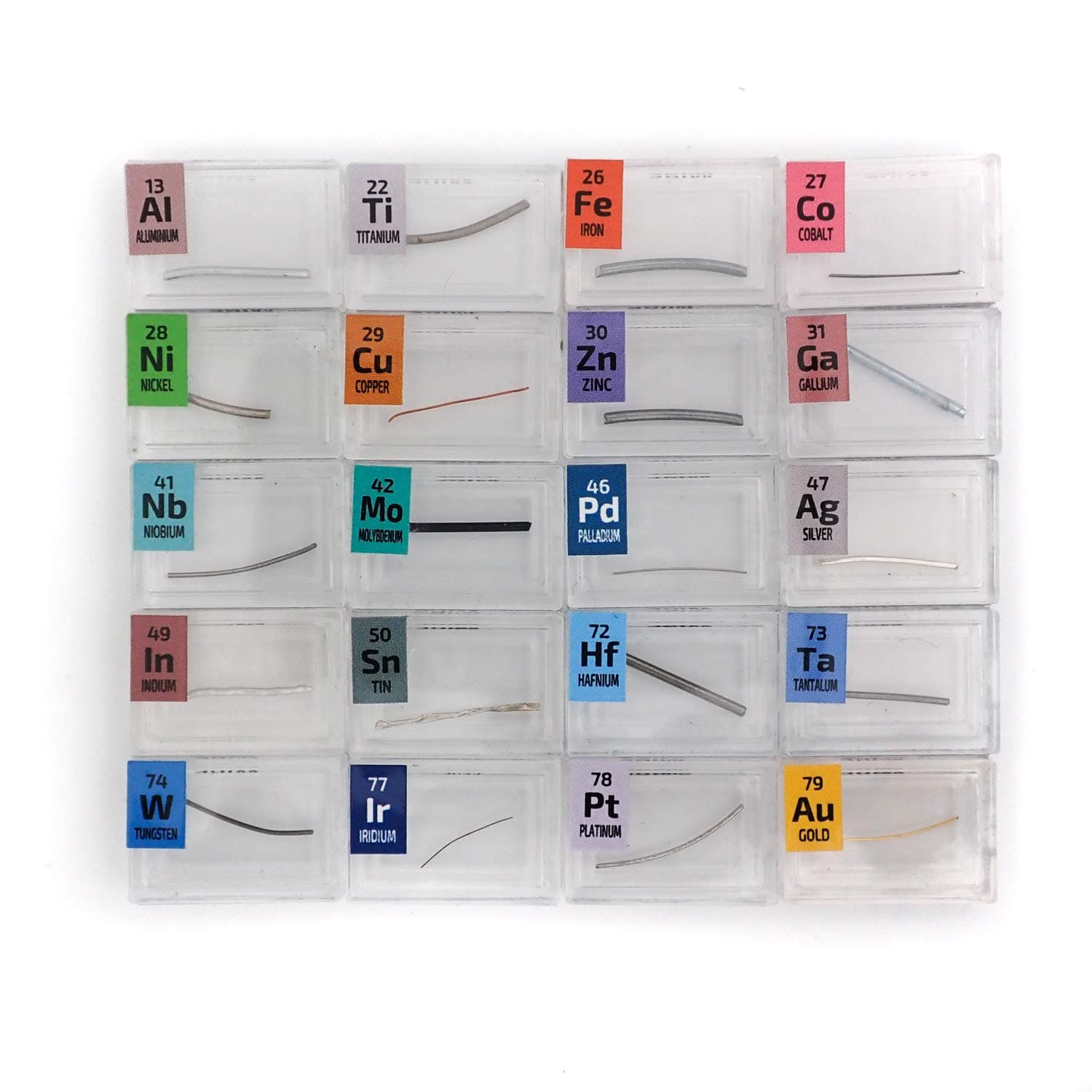 The 20 Elements Metal Wire Set Including Iridium Palladium +++ in PEGUYS Periodic Element Tiles