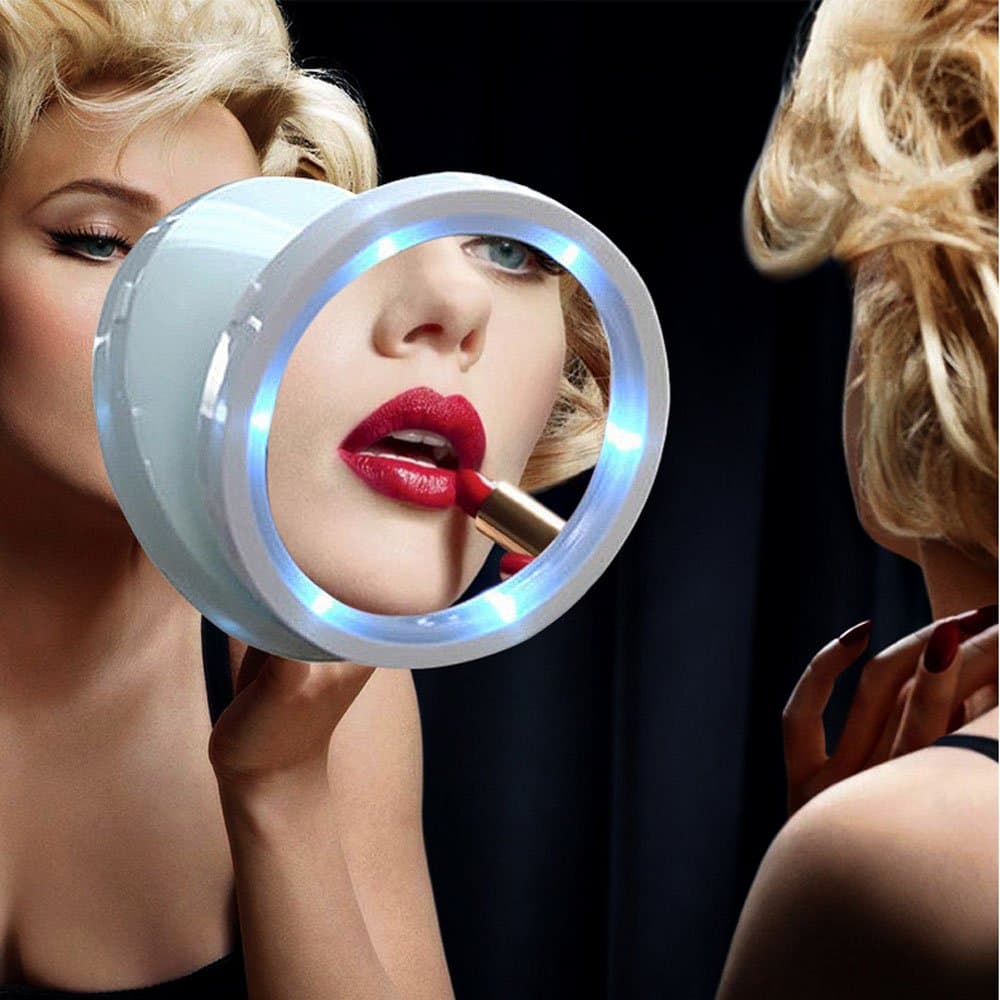 FIGHTART 8x Magnifying Mirror Makeup Magnified Led Lighted Lights Lamp for Women Man Sucking Mirror 360 Degree Rotation Portable Illuminated