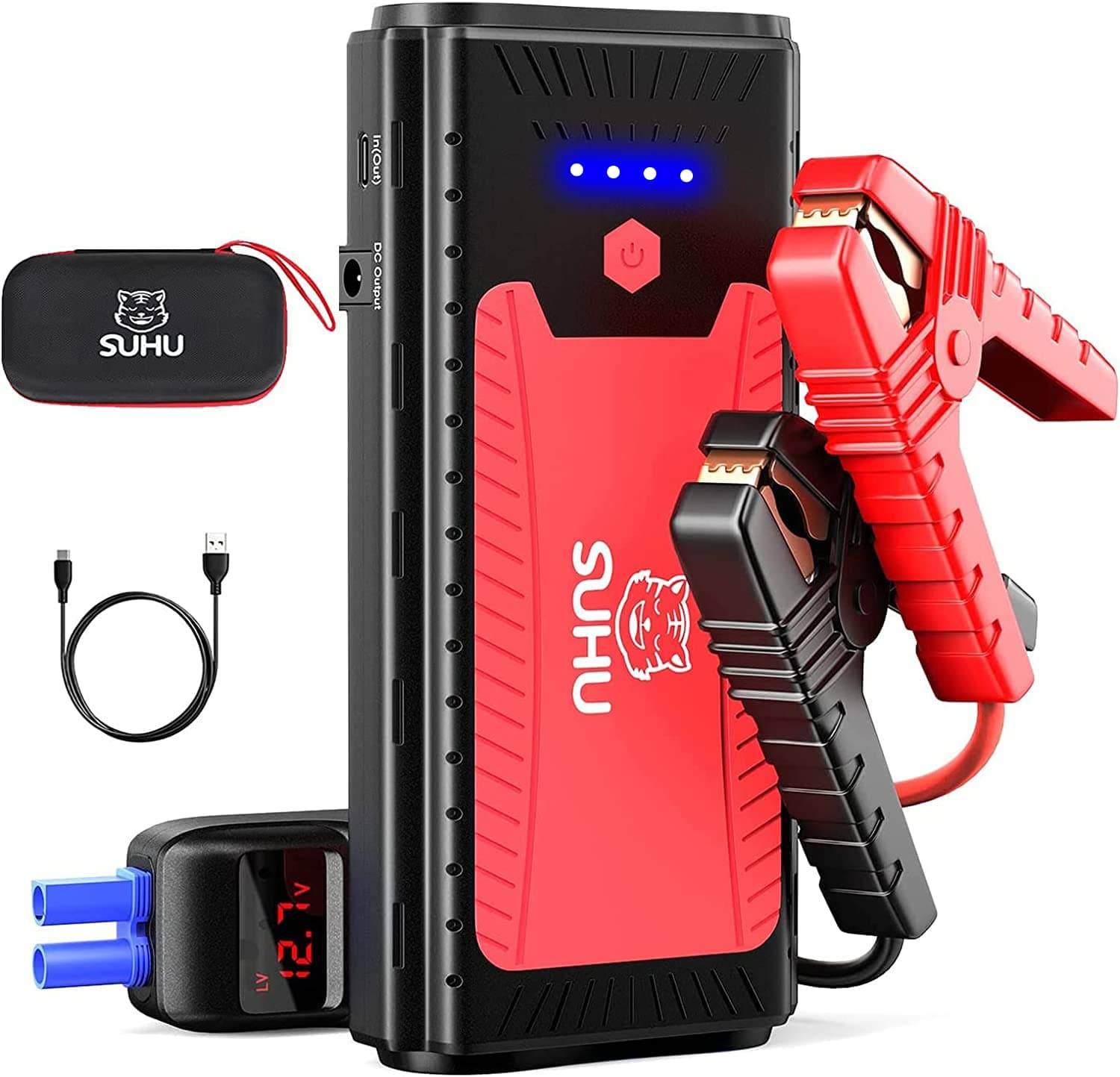 SUHU Car Jump Starter, 1500A Peak Car Battery Jump Starter (Up to 7.0L Gas and 5.5L Diesel Engine), 12V Jump Starter Battery Pack, Battery Jumper Starter Portable with 3-Mode Light & 5 Charge Ports