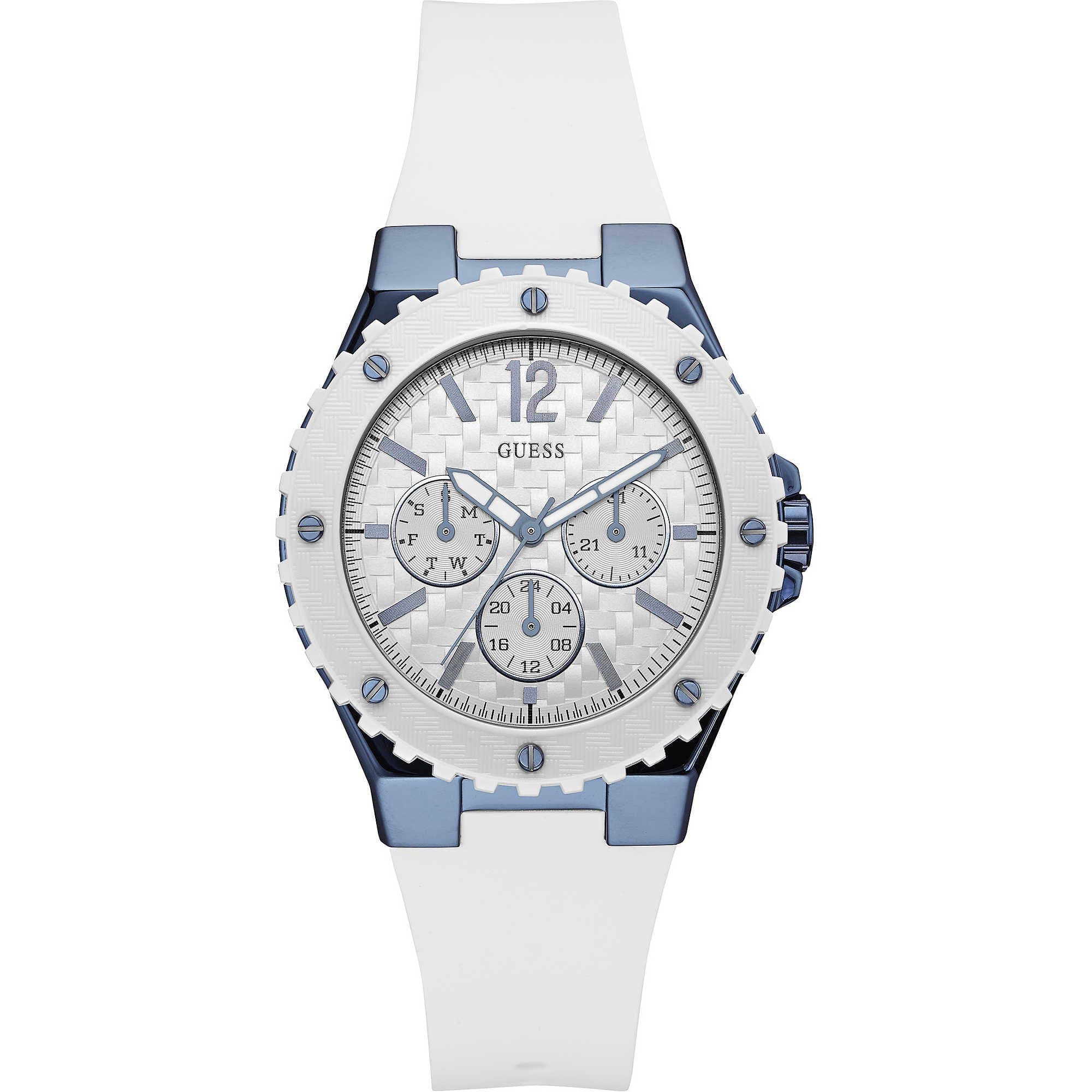 Guess Womens Quartz Watch, Multi dial Display and Silicone Strap W0149L6