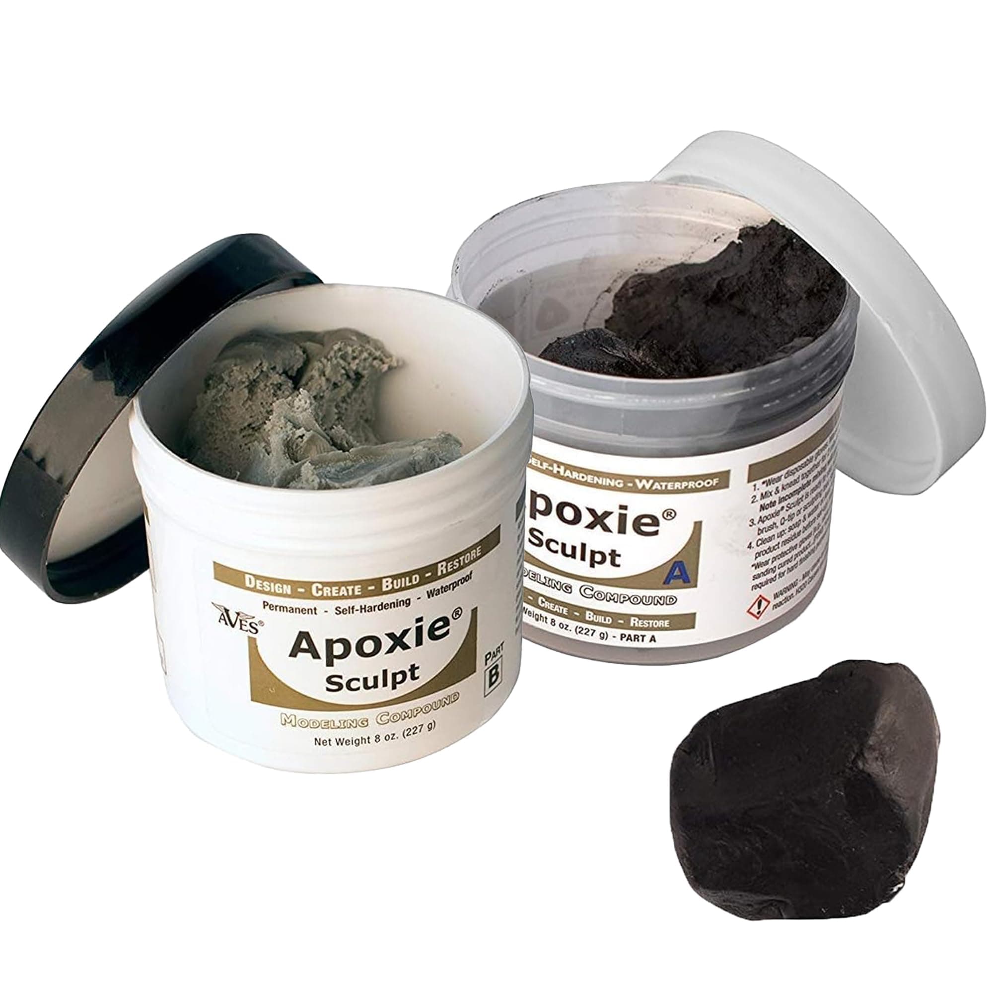 Waterproof Air Dry Clay for Sculpting and Repairs - Adhering to All Surfaces Non-Toxic 2 Part Epoxy Putty Sculpting Clay - 2 Part A & B Self Hardening Apoxie Sculpt Modeling Clay by, 1 Lb, Black