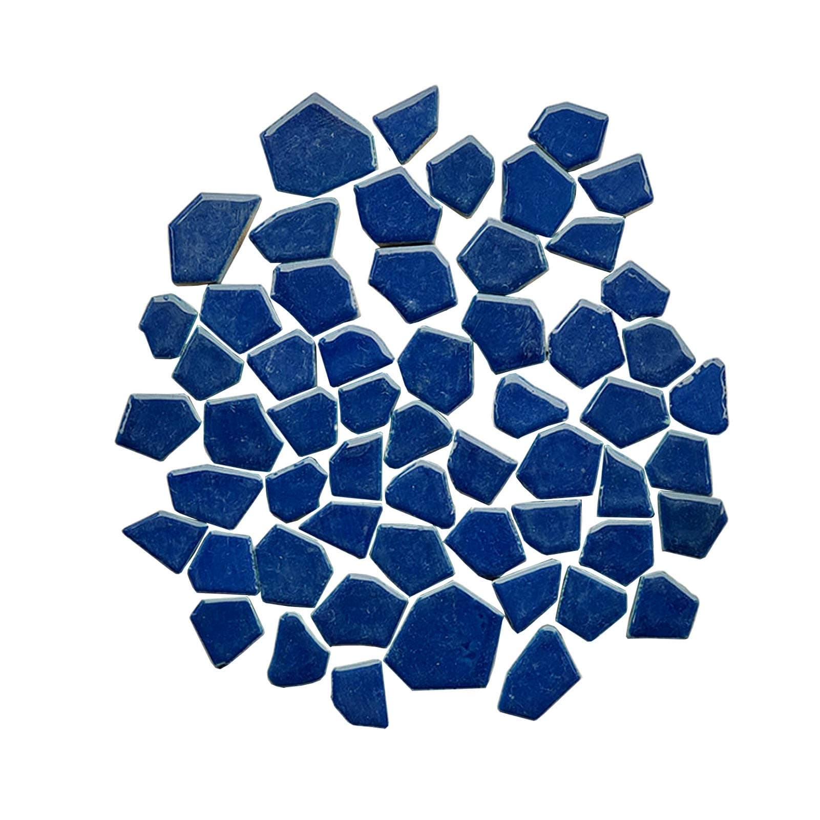 Smayt Yi Blue Ceramic Mosaic Tiles Large Sizes and Shape Mosaic Art Making Supplies for Bathroom Flower Pot Outdoor Tables Coasters(0.8-1.2inch,7oz),Blue,200g