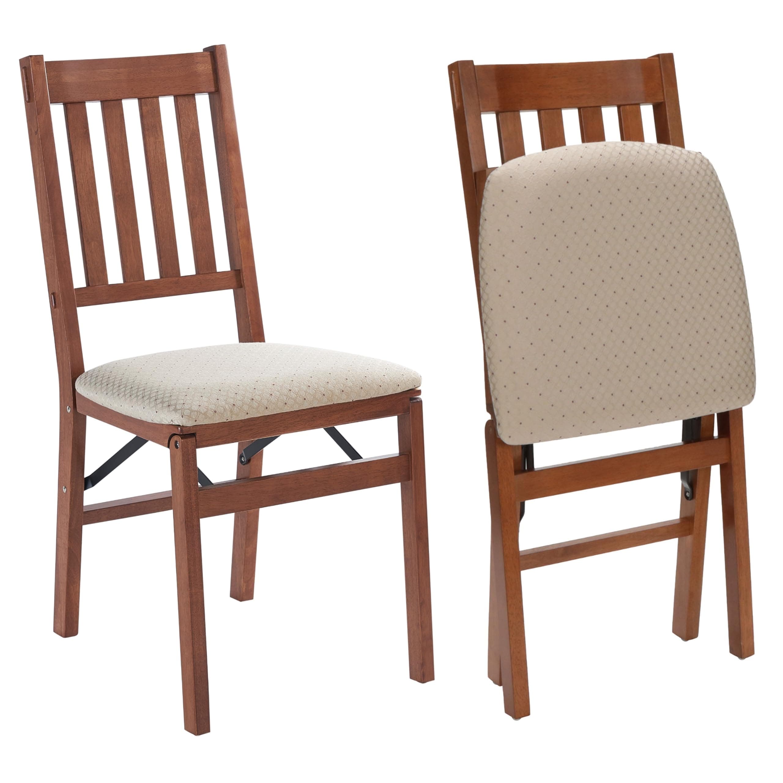 MECO STAKMORE Arts and Craft Folding Chair Fruitwood Finish, (Set of 2) , 22.5 in x 17 in x 35.5 in