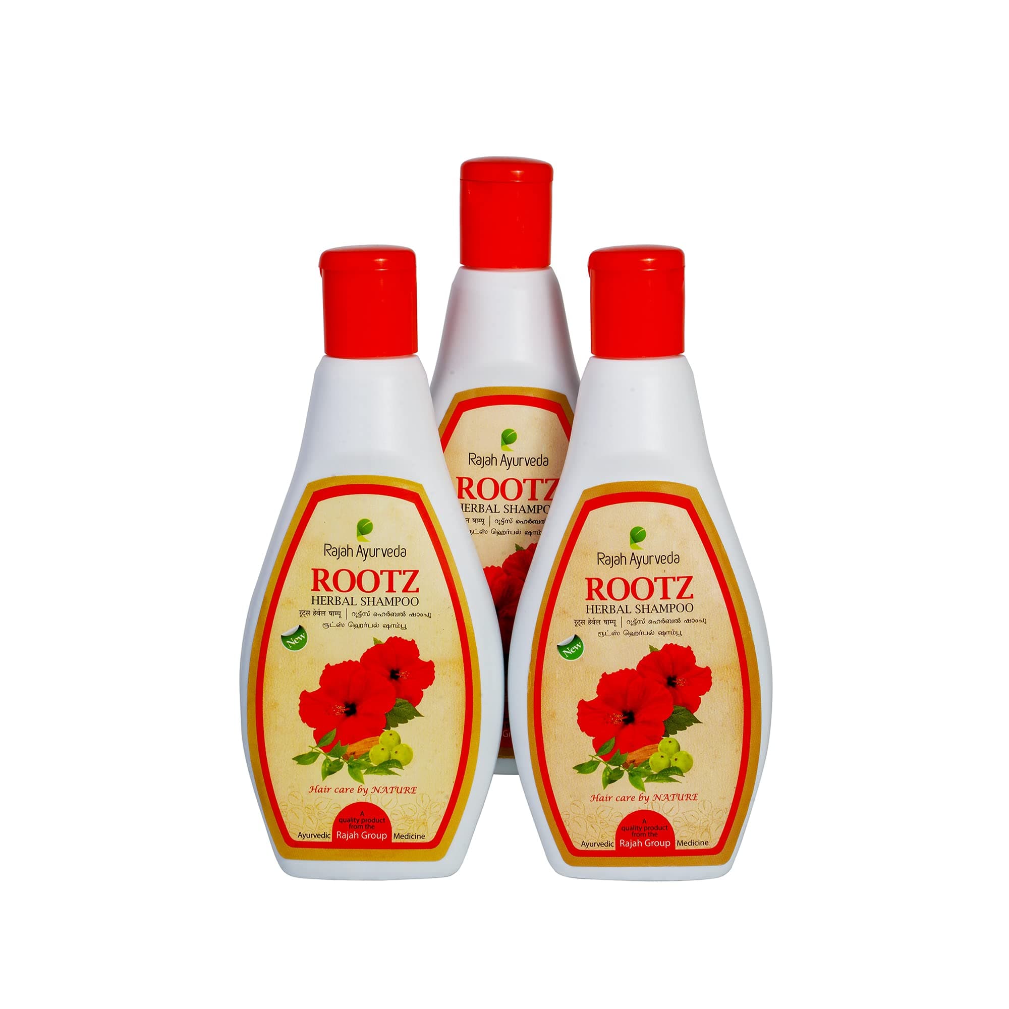 Rajah Ayurveda ROOTZ Shampoo 200ml (Pack of 3) – |Royal Ayurvedic Treatment for your Hair with Goodness of Hibiscus, Brahmi, Neem and Shirakakai| Paraben Free|