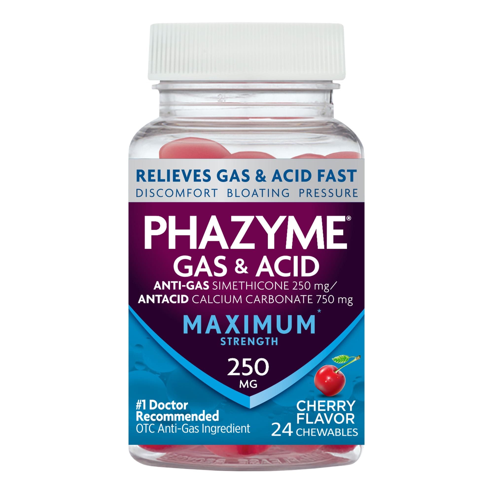 Phazyme Maximum Strength Gas & Acid Relief, 24 Cherry Flavor Coated Chews(Packaging May Vary)
