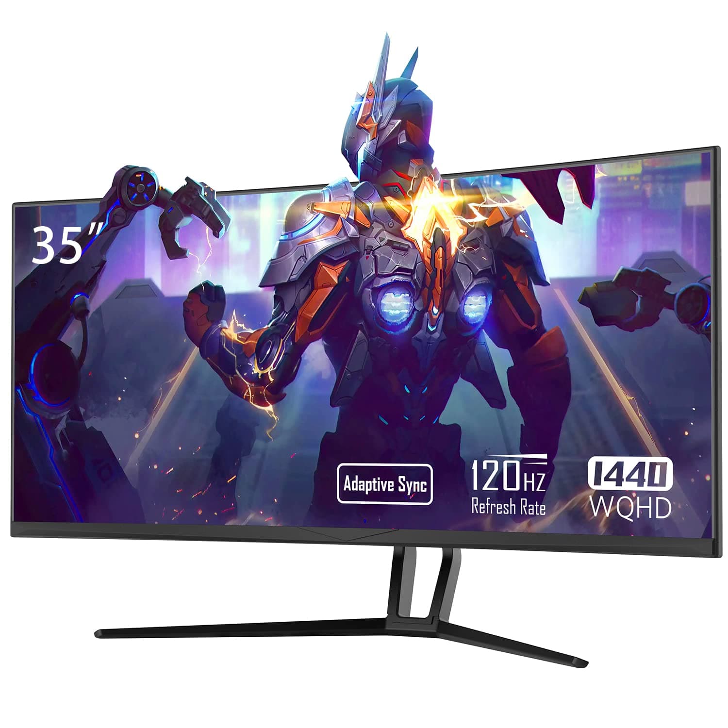 35” Ultra Wide QHD 21:9 Gaming Monitor, with Adaptive Sync, 120Hz Refresh Rate, Picture in Picture, By sRGB 99%, 2xHDMI 2xDisplay Ports, R1800, 3440*1440P, (DP Cable Included), Black (V3L6W)