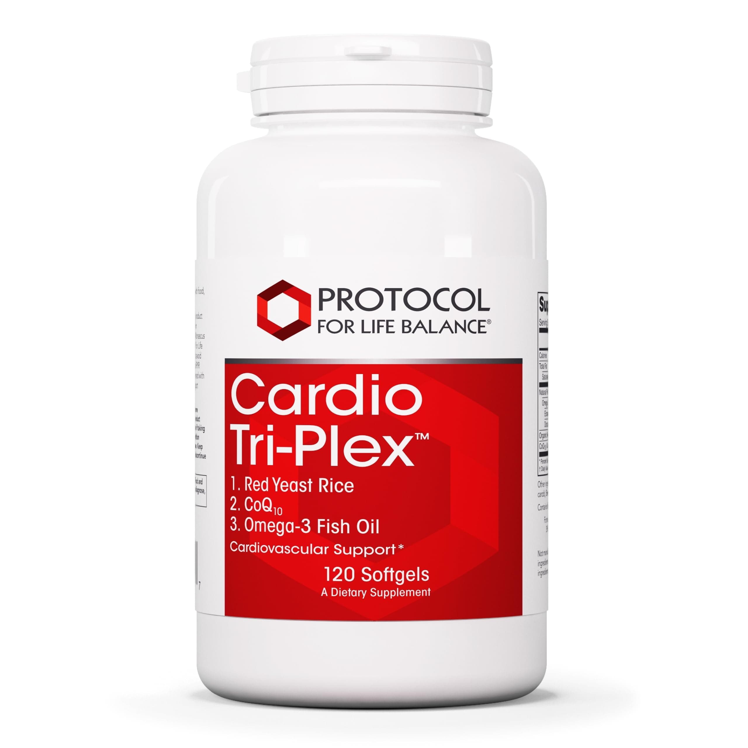 PROTOCOL FOR LIFE BALANCE Cardio Tri-Plex - Heart Health Formula - with Red Yeast Rice, CoQ10 & Omega-3 Fish Oil - DHA Dietary Supplements