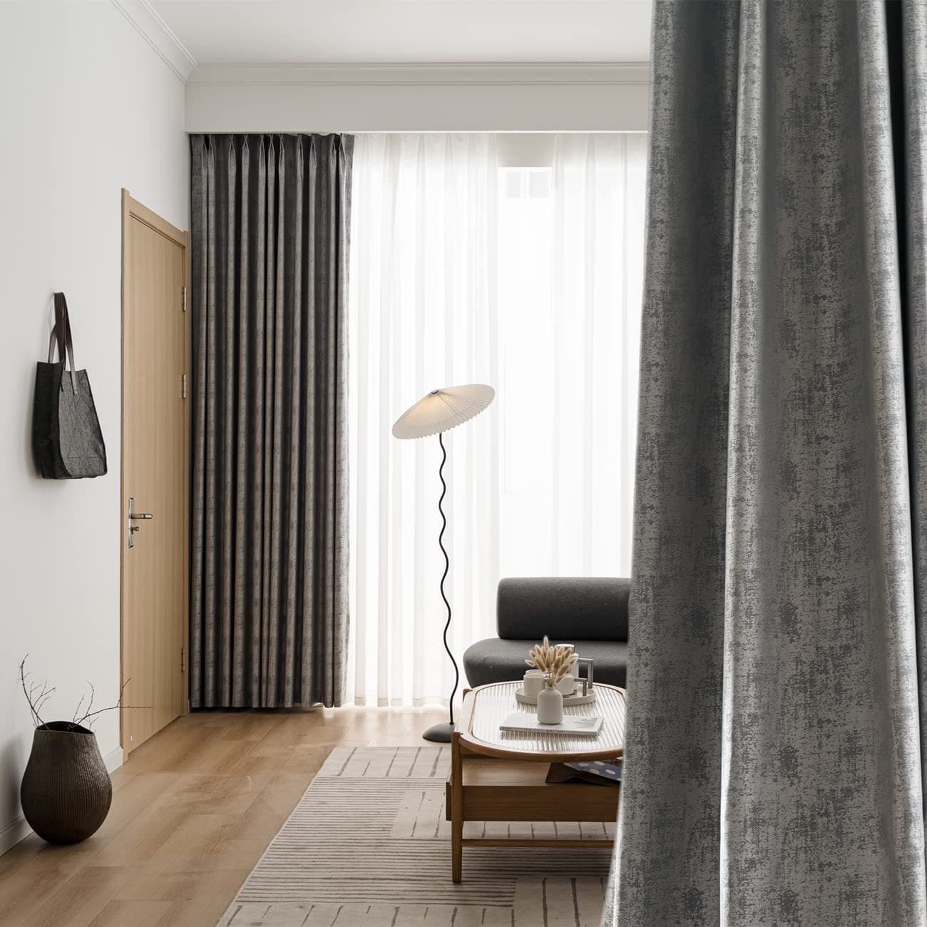 White Curtains Blackout for Bedroom,Insulation Noise Reduction Block-sun Window Drapes For Livingroom Kids Bedroom Study Exhibition Hall 2 Pieces (W150 x L270cm, Grey)