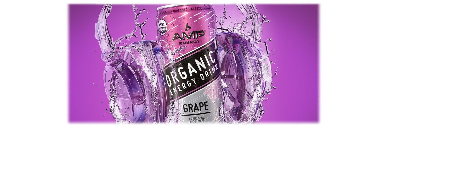 AMP Energy, Organic Energy Drink, Grape, 12 oz Cans (12 Pack)
