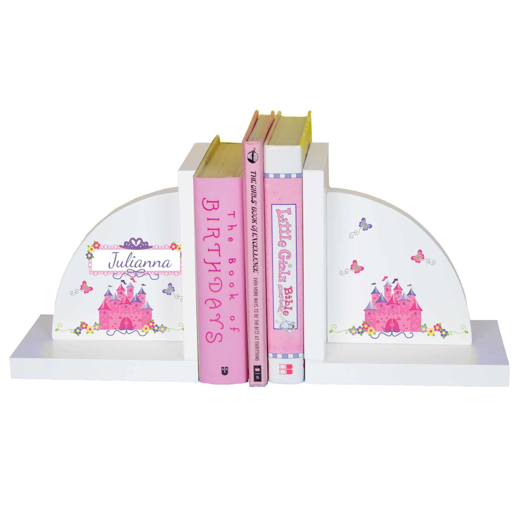 Girls's Personalized Bookends (Pink Princess Castle)