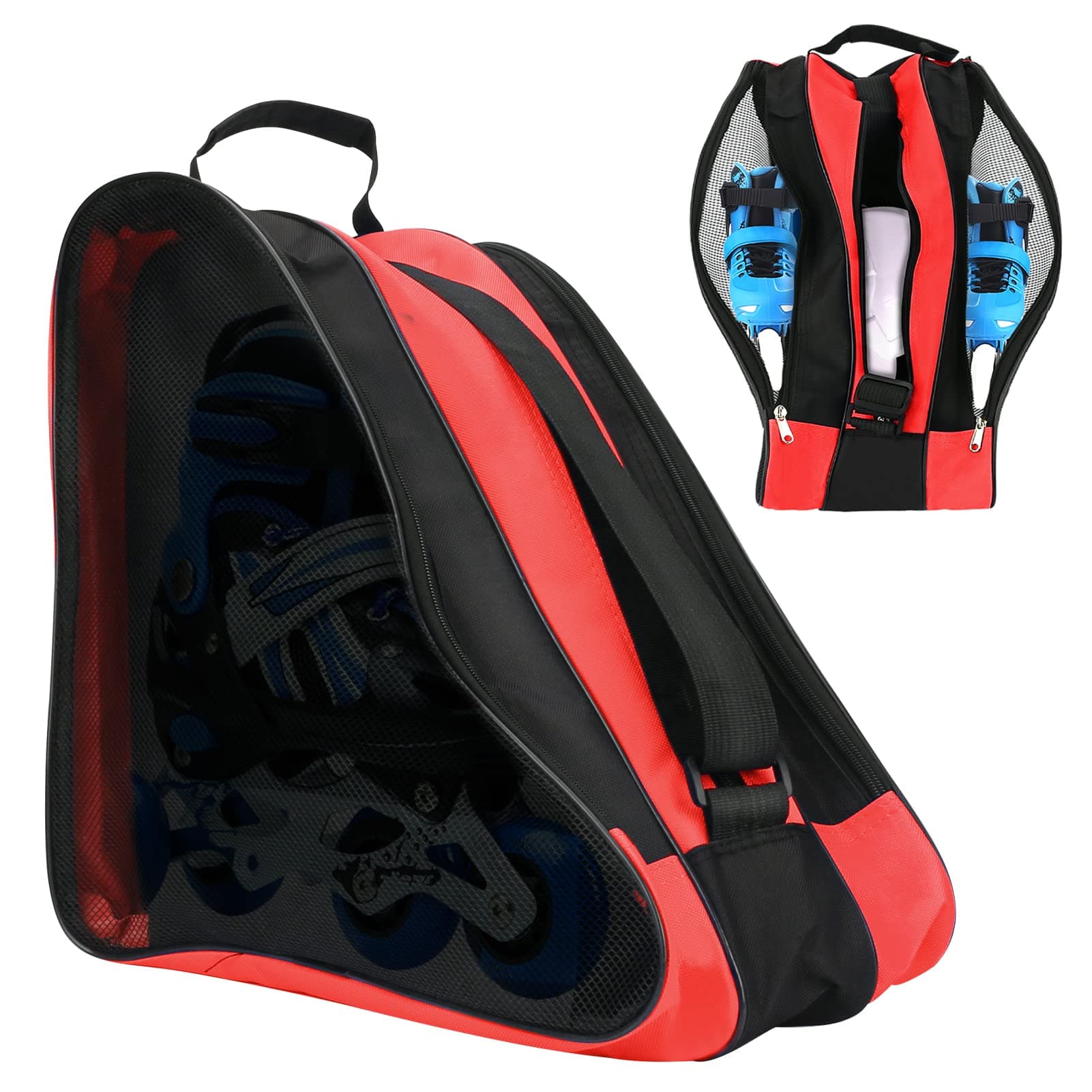 Unisex Ice Skate Bag with Adjustable Shoulder Strap - Breathable Oxford Cloth Skating Shoes Storage Bag