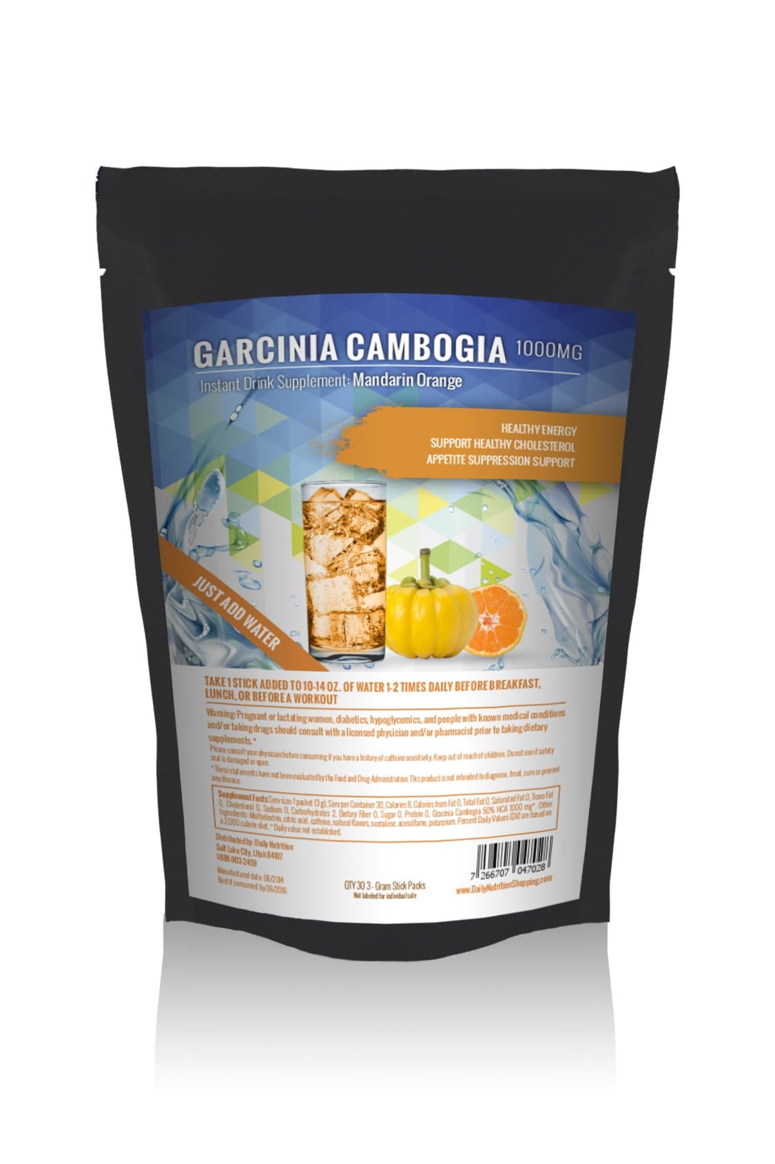 Garcinia Cambogia Instant Drink Supplement: 60 Stick Packs | Creamsicle Flavor