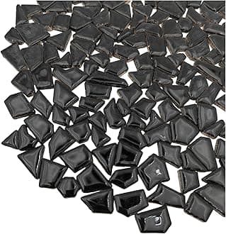 200g Ceramic Mosaic Tiles for Crafts,Irregular Stained Ceramic 0.2"x0.8" Porcelain Mosaic Tiles for Home Decoration (Black)