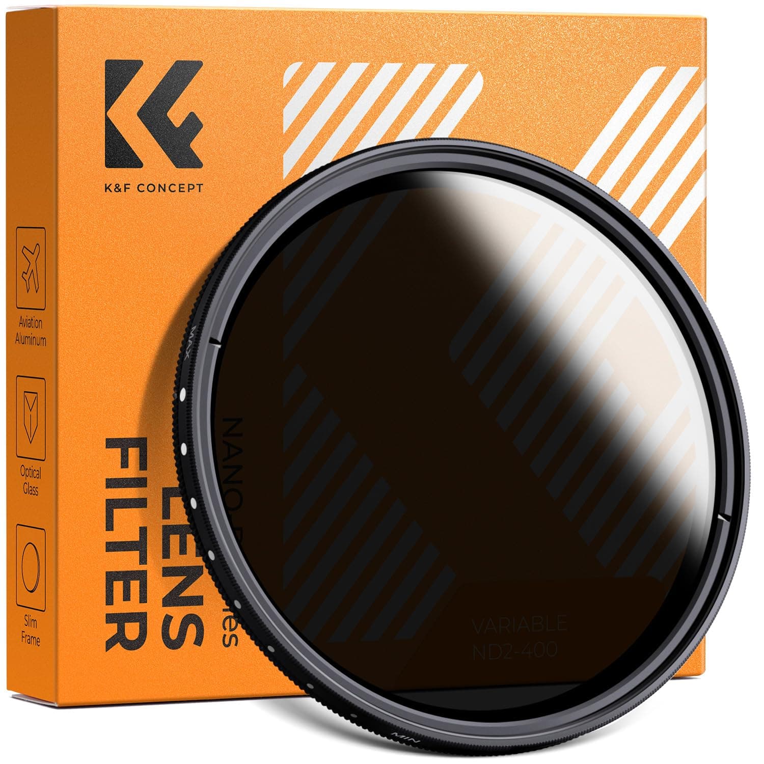 K&F Concept 82mm Variable ND2-ND400 Filter (1-9 Stops) for Camera Lens,Adjustable ND Filter，Neutral Density Filter with Microfiber Cleaning Cloth (B-Series)